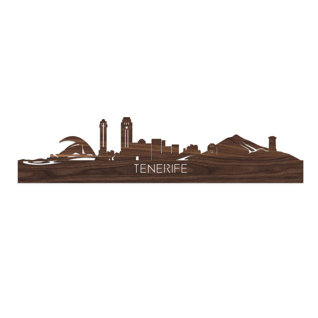 Skyline Tenerife Noten houten cadeau decoratie relatiegeschenk van WoodWideCities