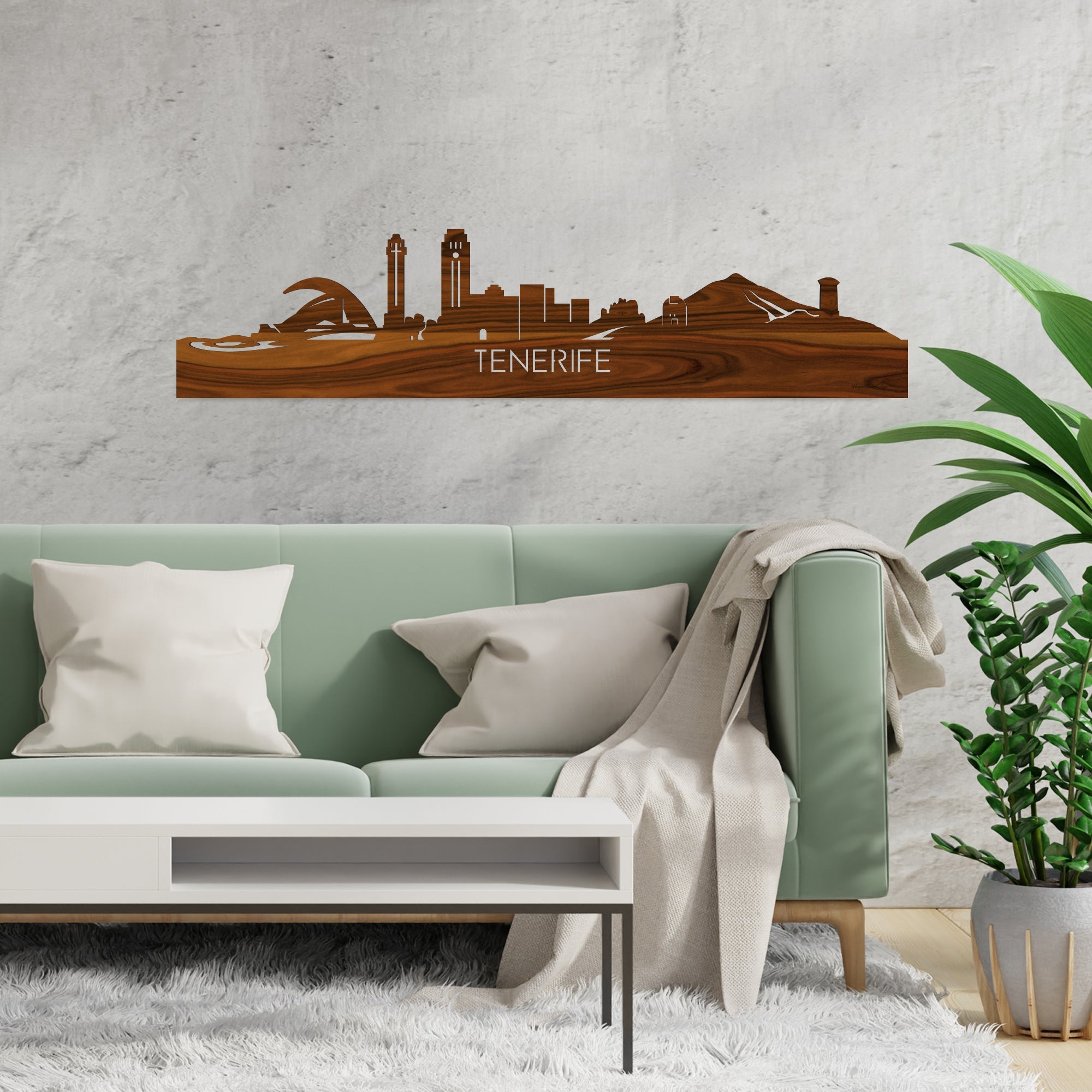 Skyline Tenerife Palissander houten cadeau decoratie relatiegeschenk van WoodWideCities