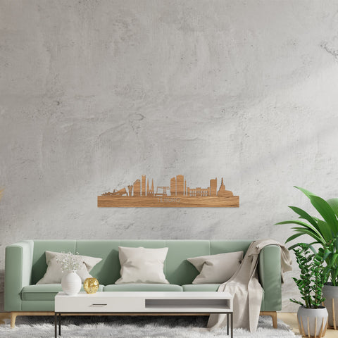 Skyline Tilburg Eiken houten cadeau decoratie relatiegeschenk van WoodWideCities