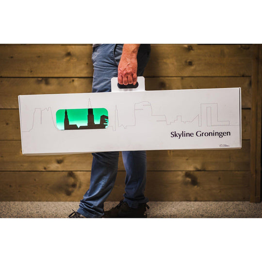 Skyline Tilburg Eiken houten cadeau decoratie relatiegeschenk van WoodWideCities