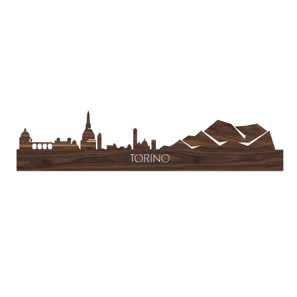 Skyline Torino Noten houten cadeau decoratie relatiegeschenk van WoodWideCities