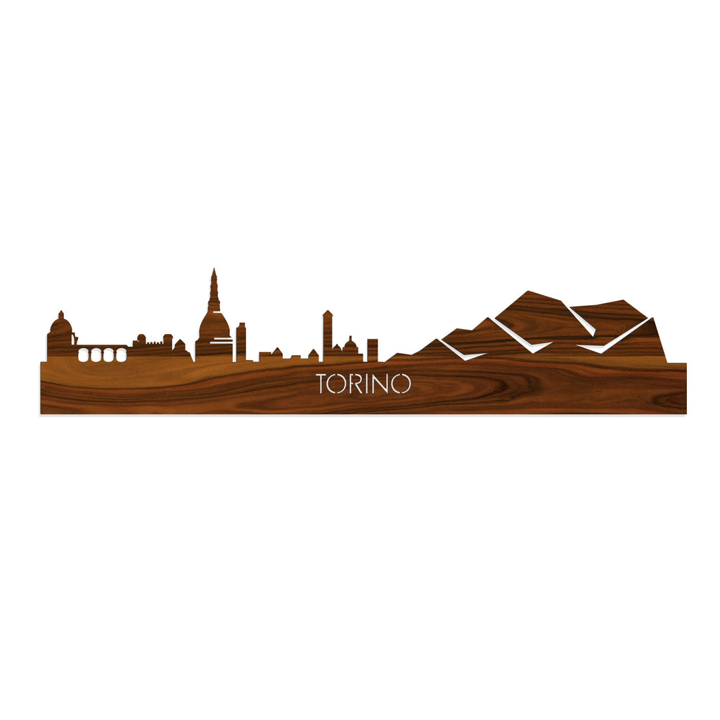 Skyline Torino Palissander houten cadeau decoratie relatiegeschenk van WoodWideCities