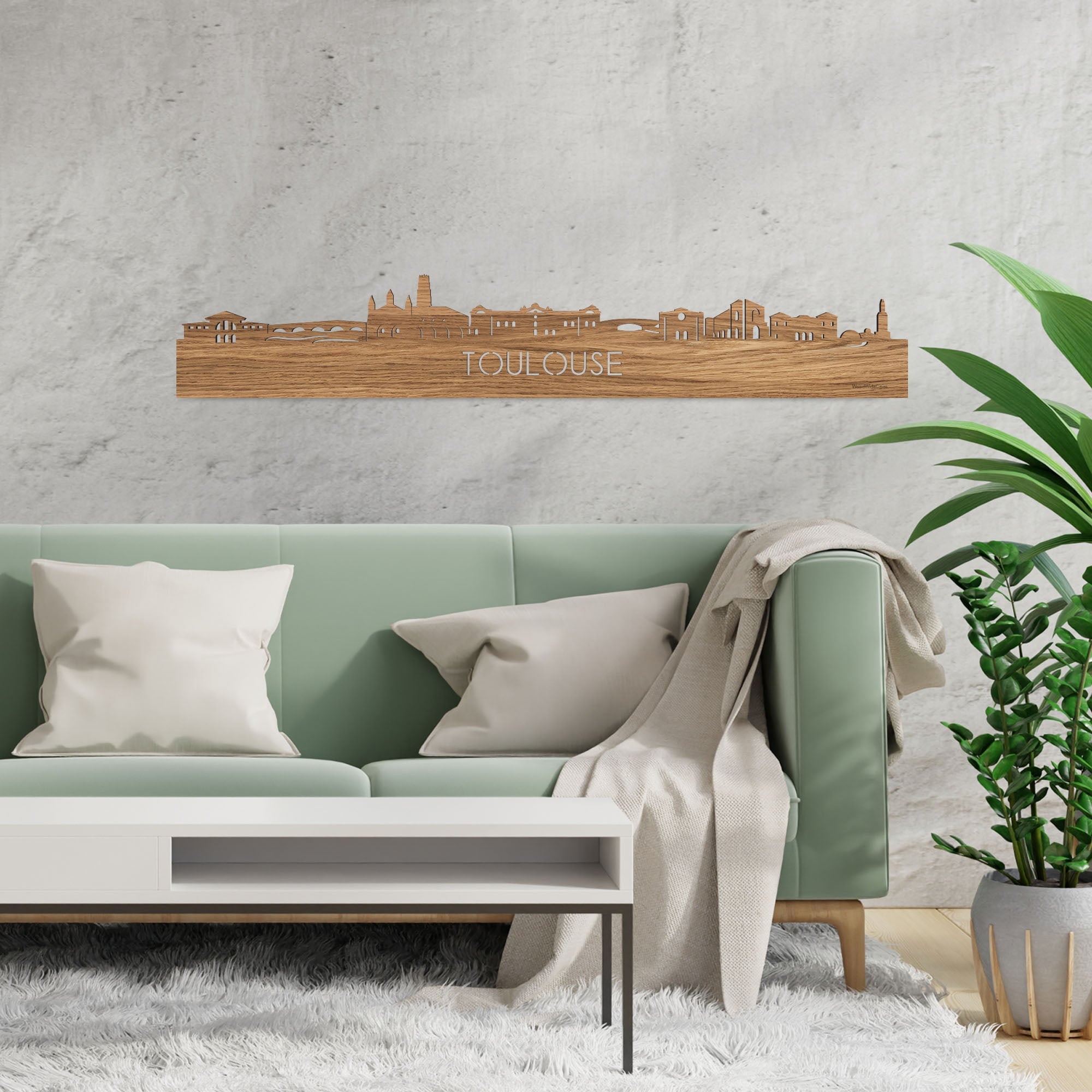 Skyline Toulouse Eiken houten cadeau decoratie relatiegeschenk van WoodWideCities