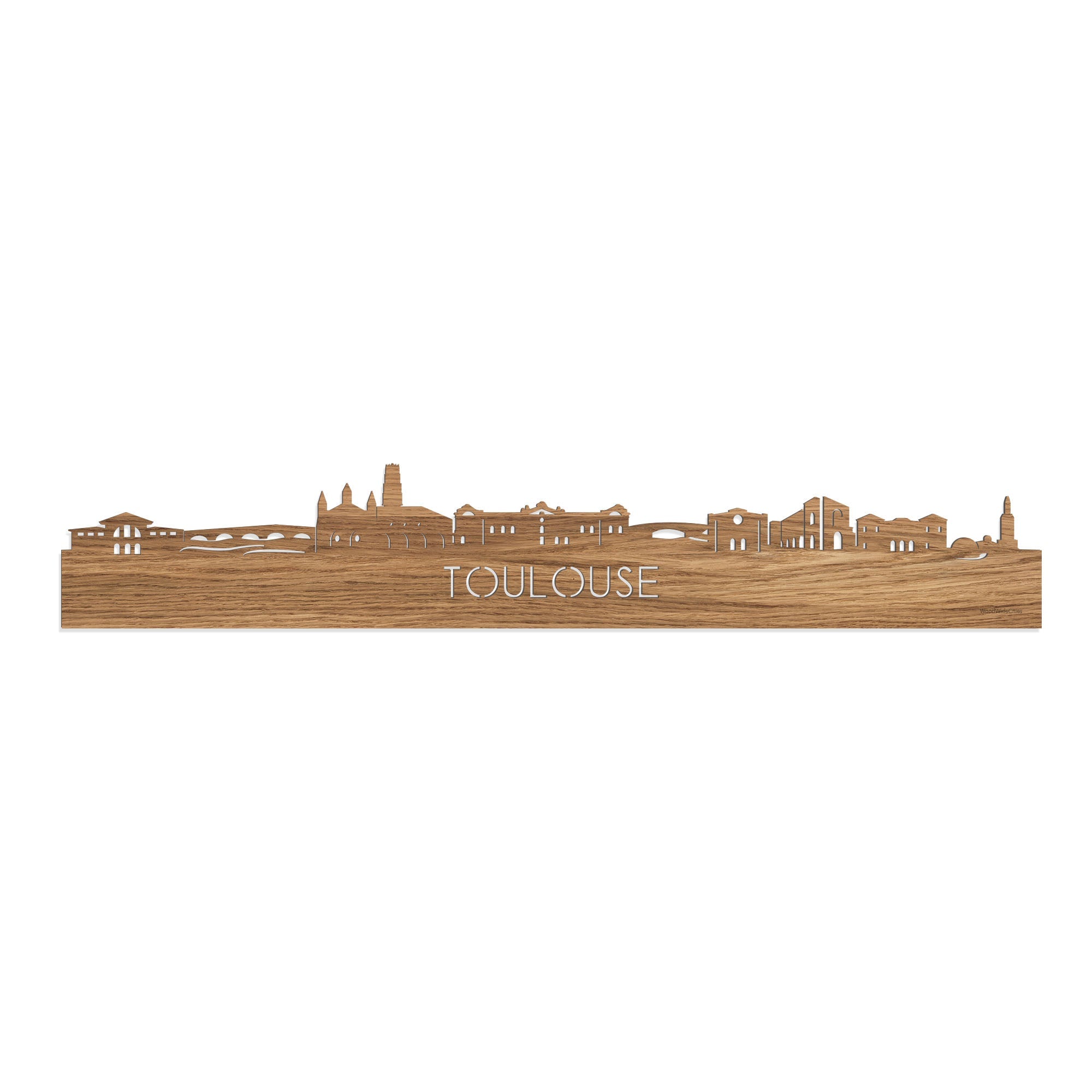 Skyline Toulouse Eiken houten cadeau decoratie relatiegeschenk van WoodWideCities