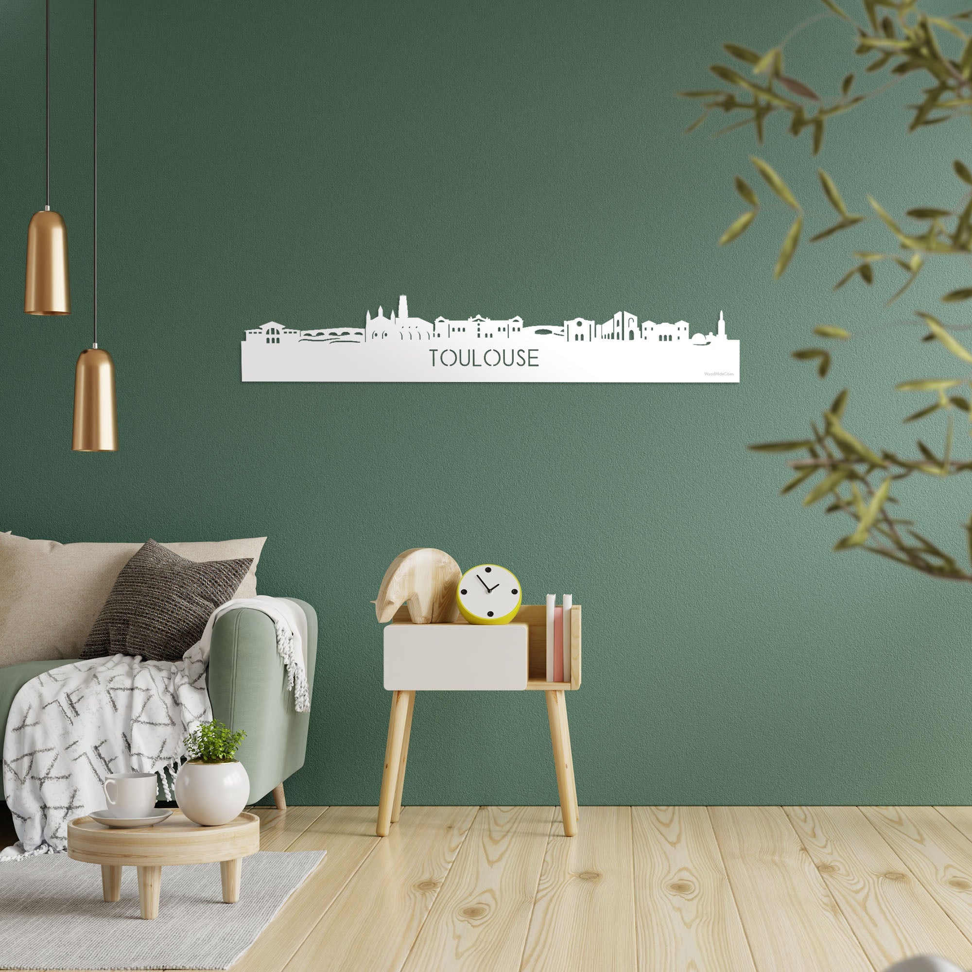 Skyline Toulouse Wit glanzend gerecycled kunststof cadeau decoratie relatiegeschenk van WoodWideCities