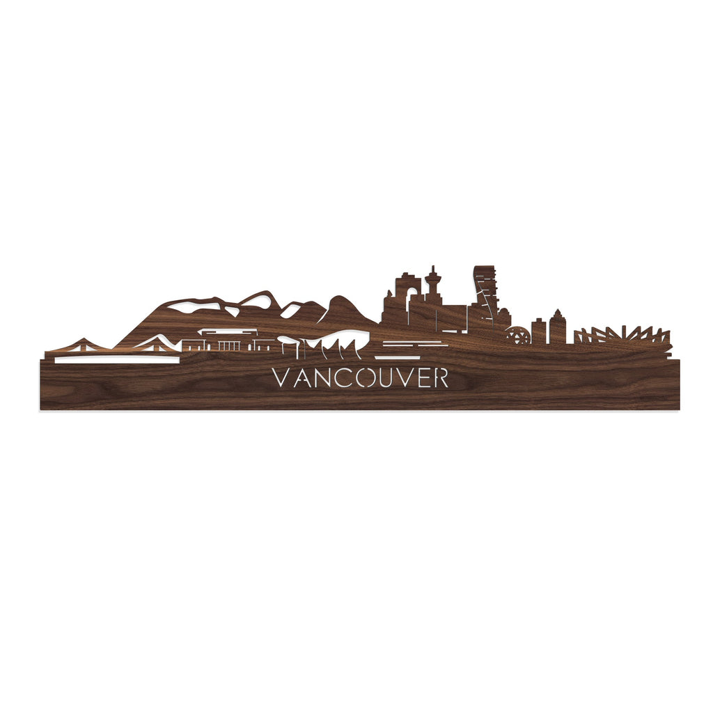 Skyline Vancouver Noten houten cadeau decoratie relatiegeschenk van WoodWideCities