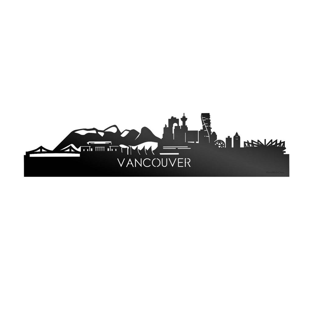 Skyline Vancouver Zwart glanzend gerecycled kunststof cadeau decoratie relatiegeschenk van WoodWideCities