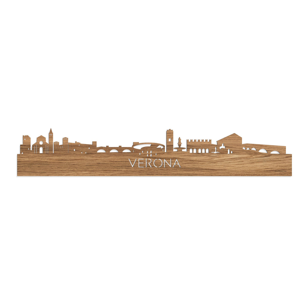 Skyline Verona Eiken houten cadeau decoratie relatiegeschenk van WoodWideCities