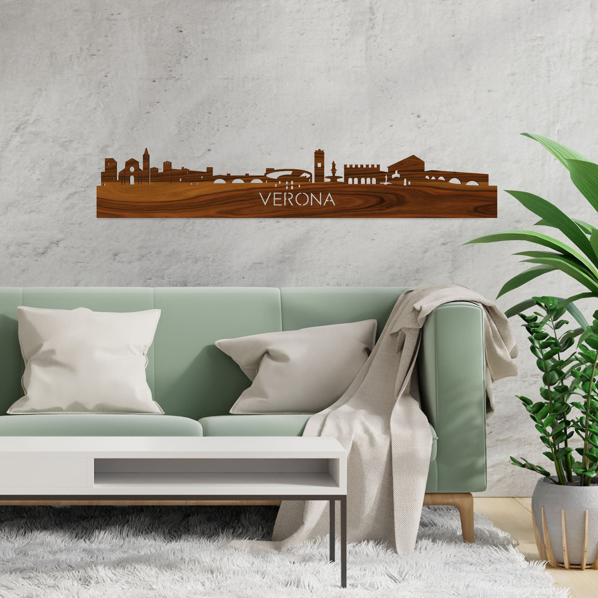 Skyline Verona Palissander houten cadeau decoratie relatiegeschenk van WoodWideCities