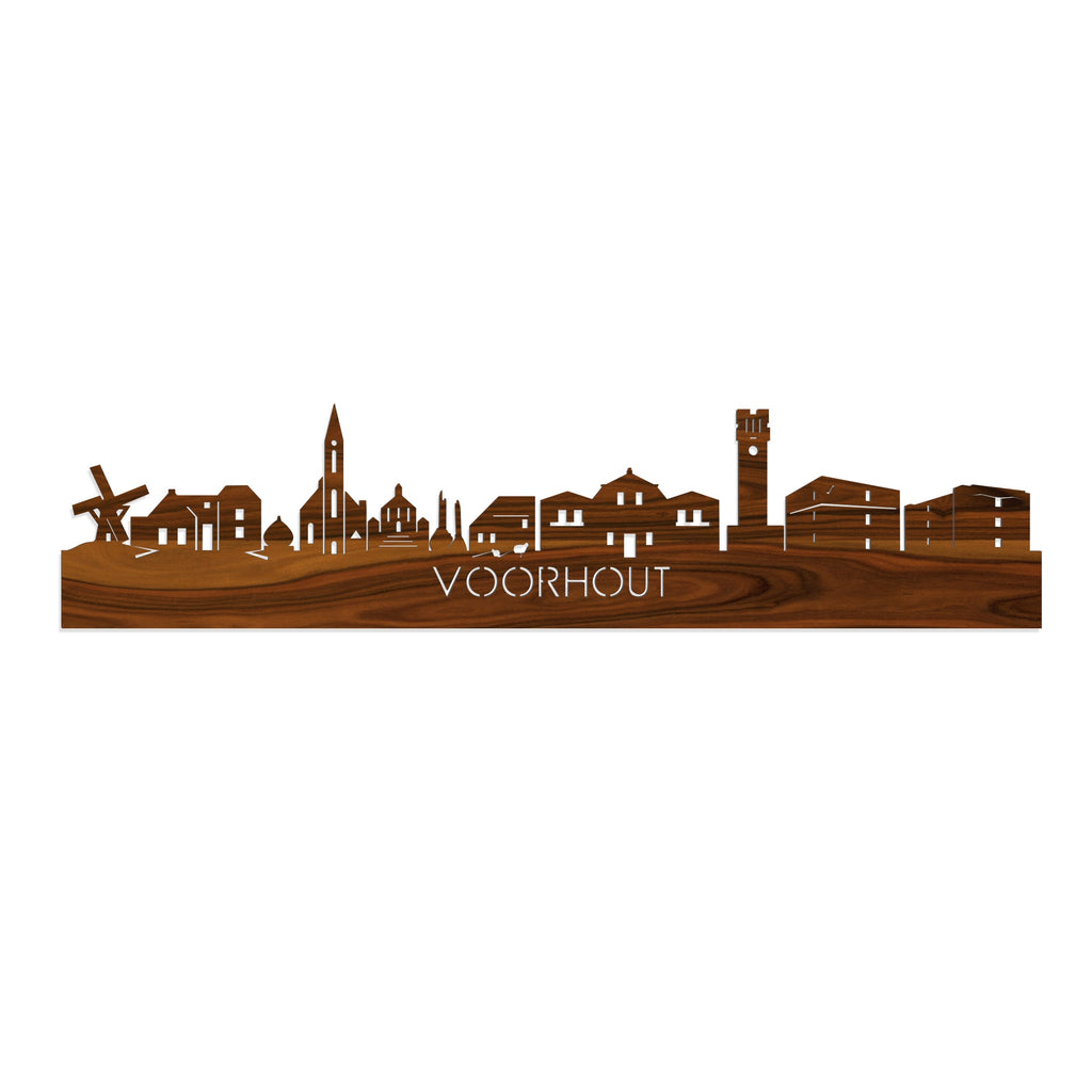 Skyline Voorhout Palissander houten cadeau decoratie relatiegeschenk van WoodWideCities