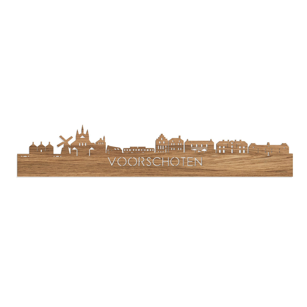 Skyline Voorschoten Eiken houten cadeau decoratie relatiegeschenk van WoodWideCities