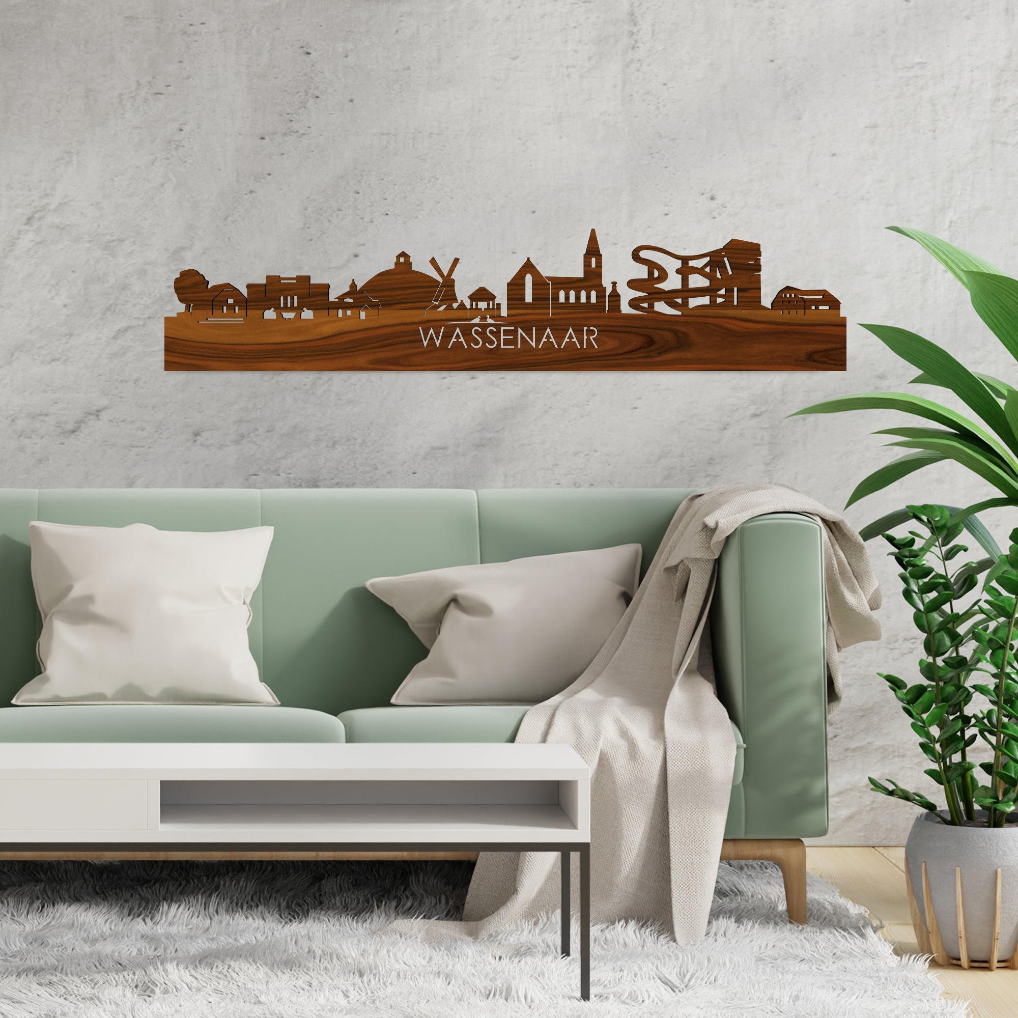 Skyline Wassenaar Palissander houten cadeau decoratie relatiegeschenk van WoodWideCities