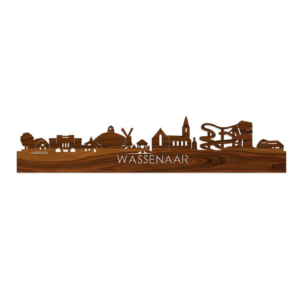 Skyline Wassenaar Palissander houten cadeau decoratie relatiegeschenk van WoodWideCities