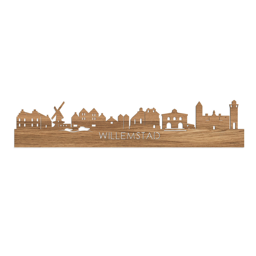 Skyline Willemstad Eiken houten cadeau decoratie relatiegeschenk van WoodWideCities