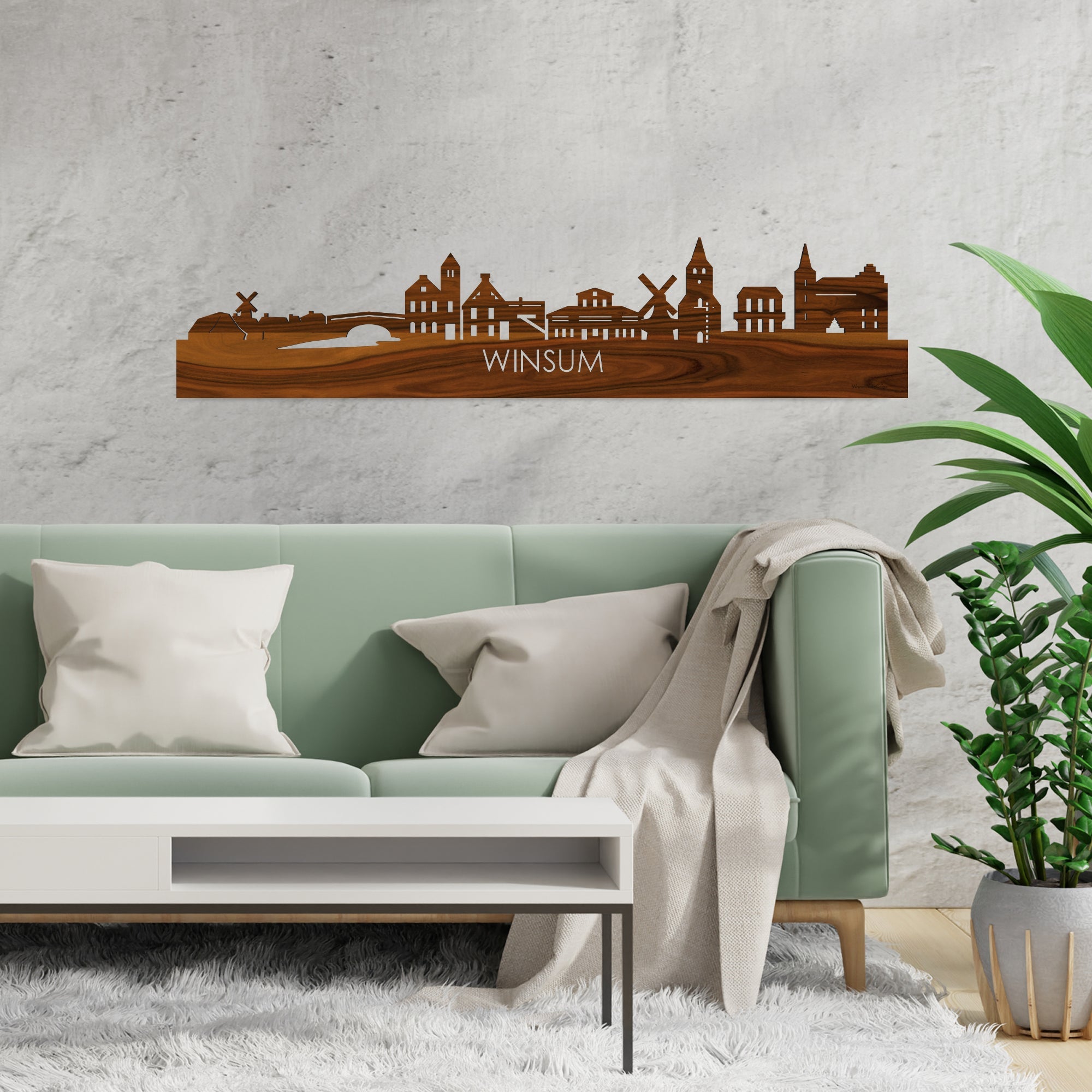 Skyline Winsum Palissander houten cadeau decoratie relatiegeschenk van WoodWideCities