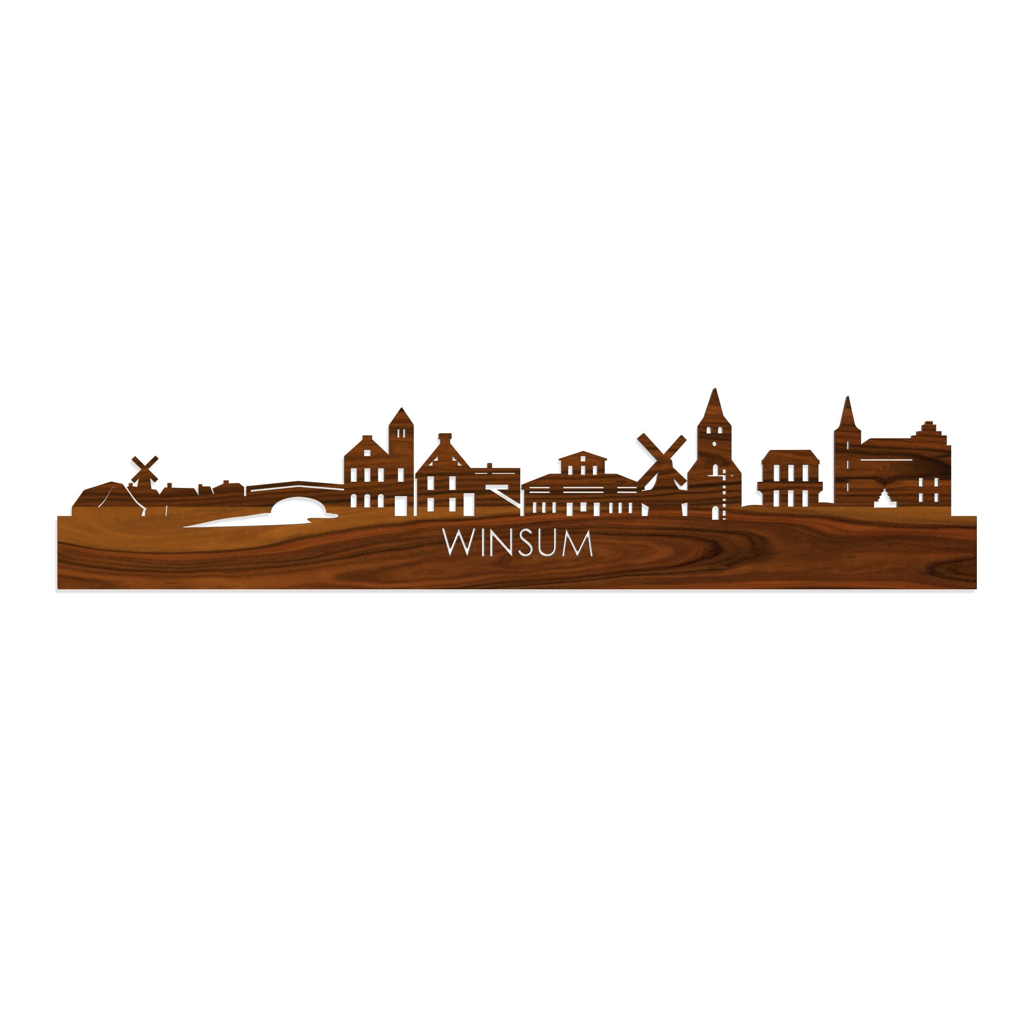 Skyline Winsum Palissander houten cadeau decoratie relatiegeschenk van WoodWideCities