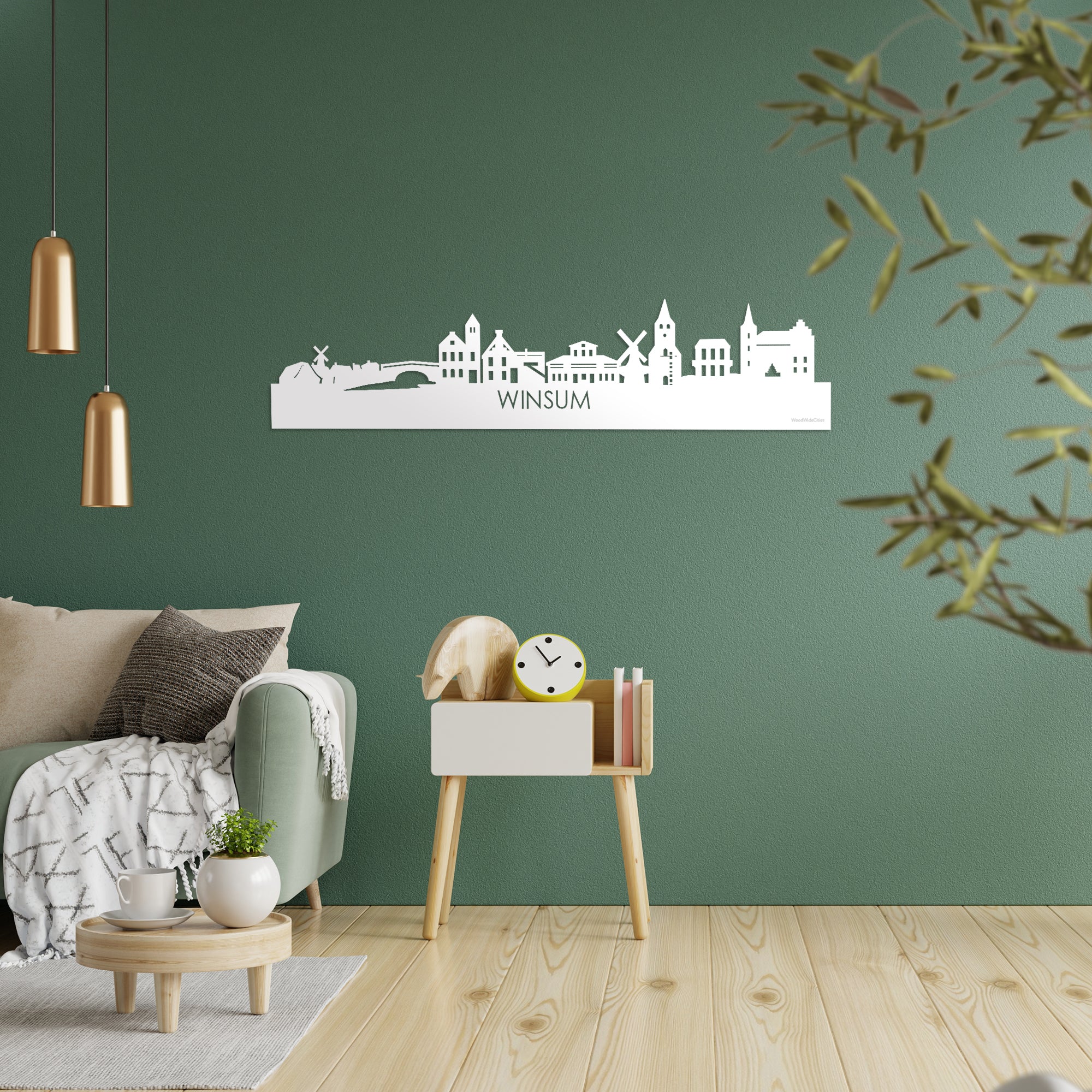 Skyline Winsum Wit glanzend gerecycled kunststof cadeau decoratie relatiegeschenk van WoodWideCities