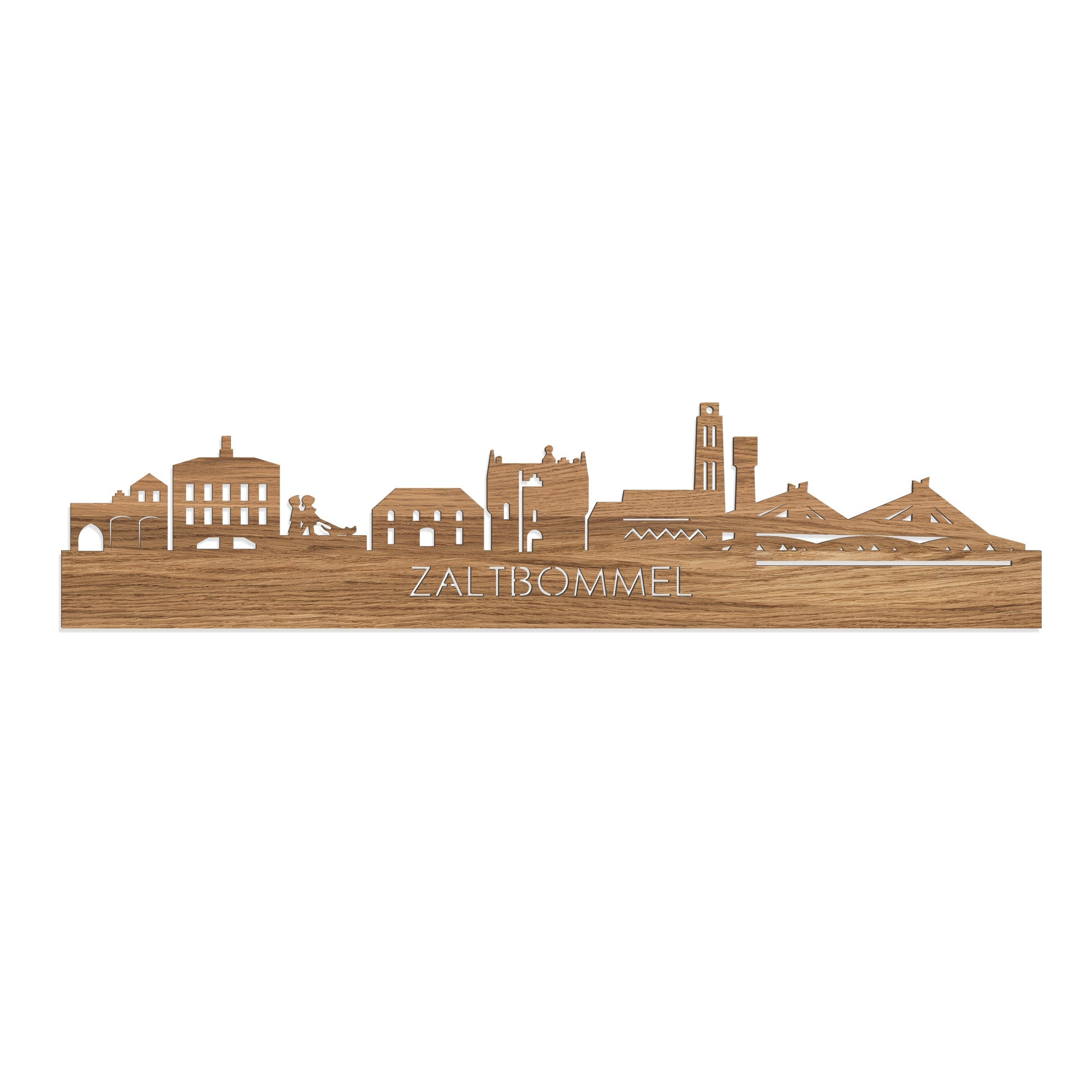 Skyline Zaltbommel Eiken houten cadeau decoratie relatiegeschenk van WoodWideCities