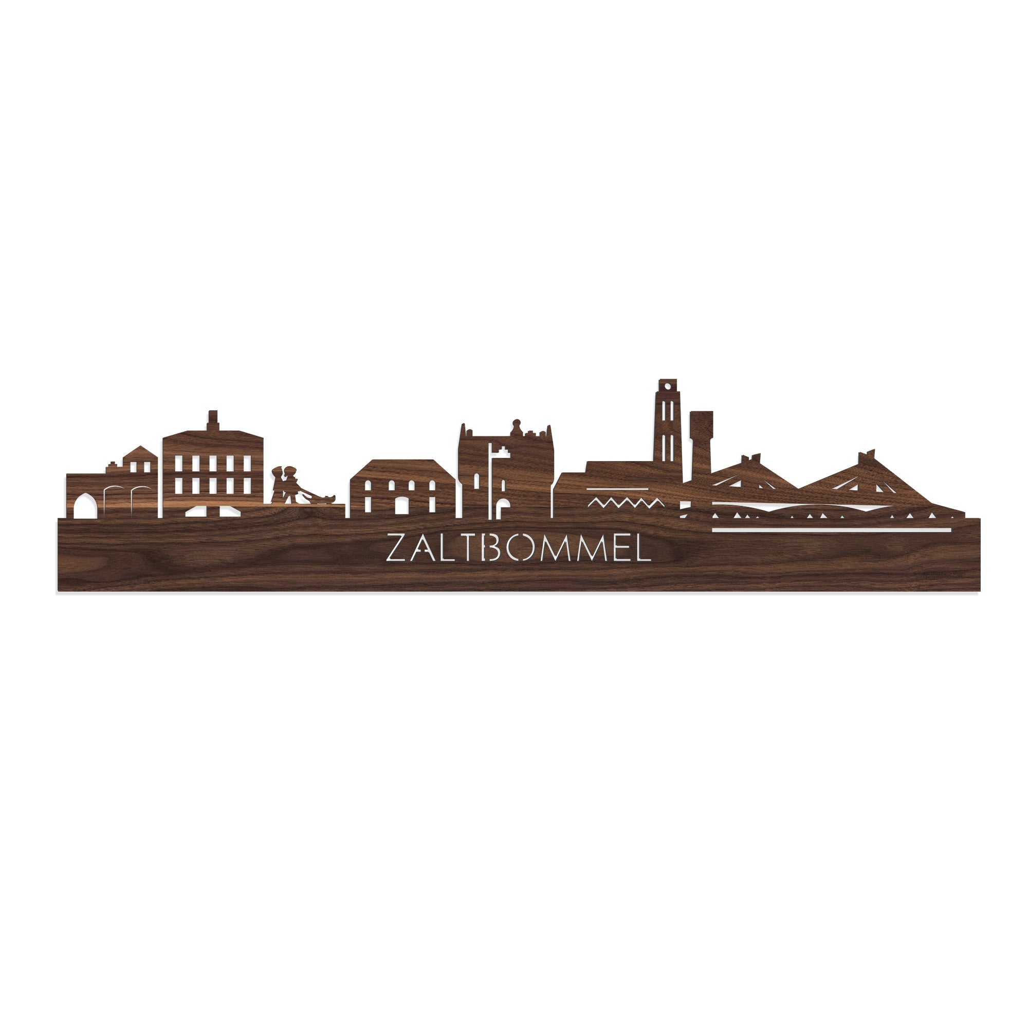 Skyline Zaltbommel Noten houten cadeau decoratie relatiegeschenk van WoodWideCities