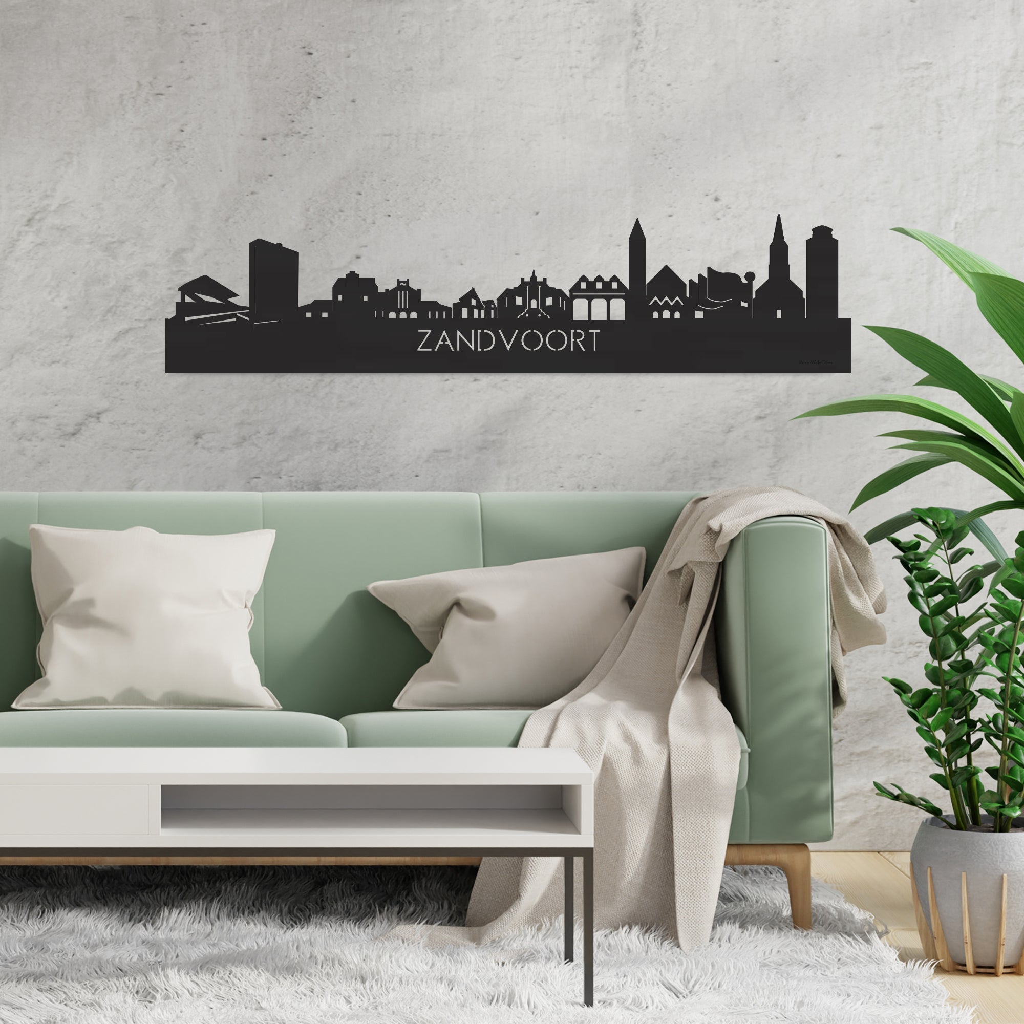 Skyline Zandvoort Zwart houten cadeau decoratie relatiegeschenk van WoodWideCities