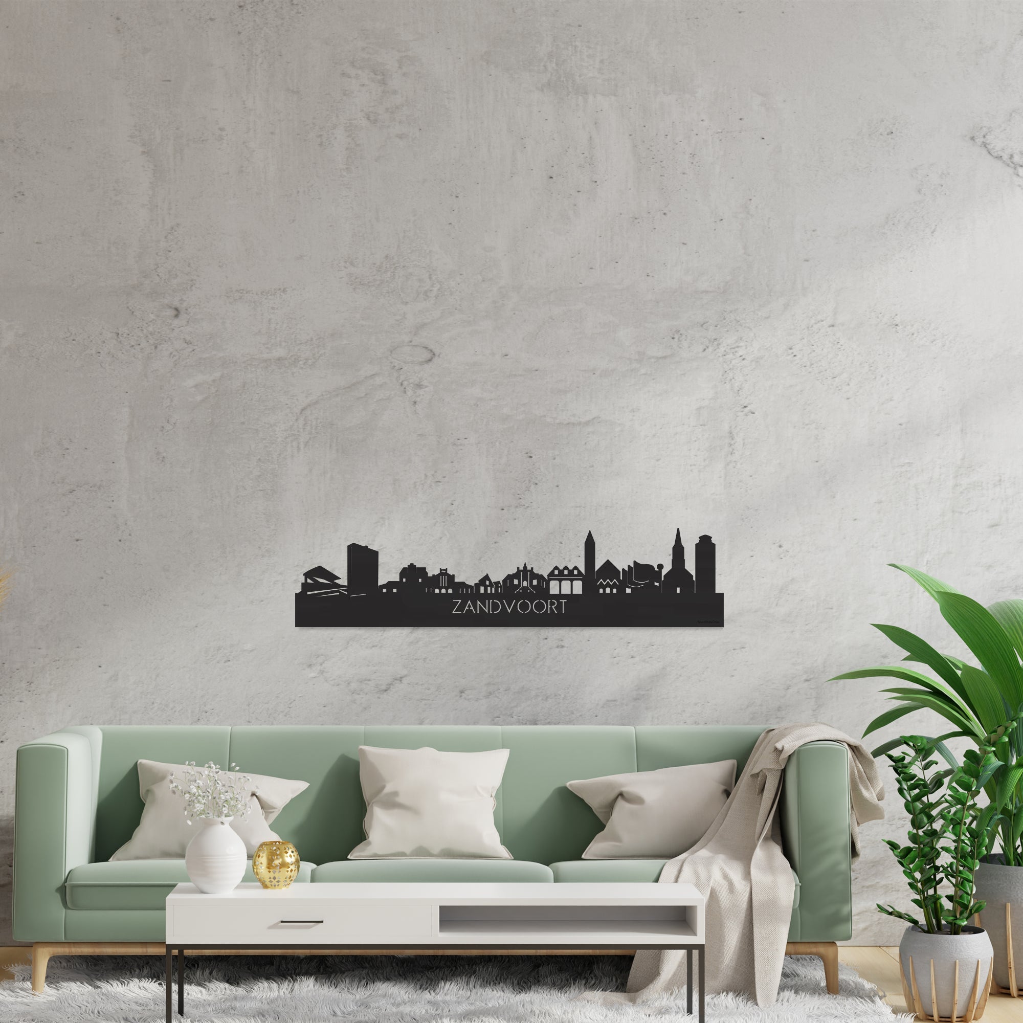 Skyline Zandvoort Zwart houten cadeau decoratie relatiegeschenk van WoodWideCities