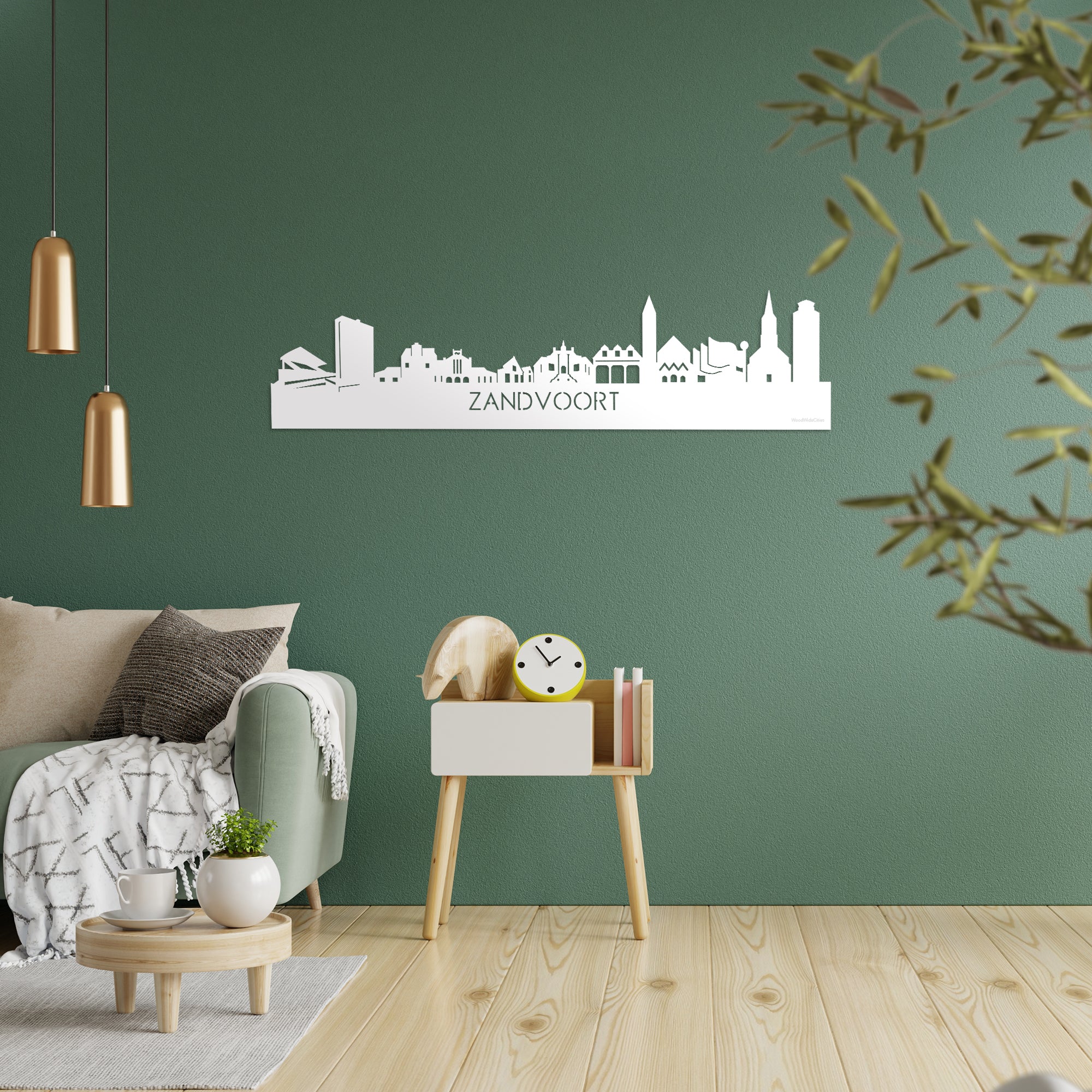 Skyline Zandvoort Wit glanzend gerecycled kunststof cadeau decoratie relatiegeschenk van WoodWideCities