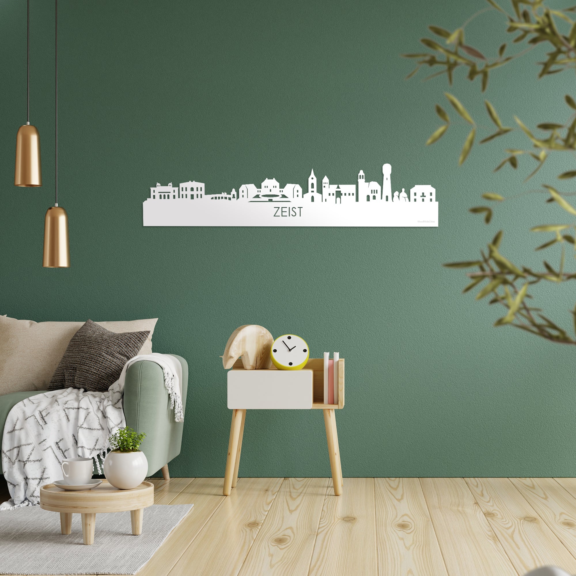 Skyline Zeist Wit glanzend gerecycled kunststof cadeau decoratie relatiegeschenk van WoodWideCities