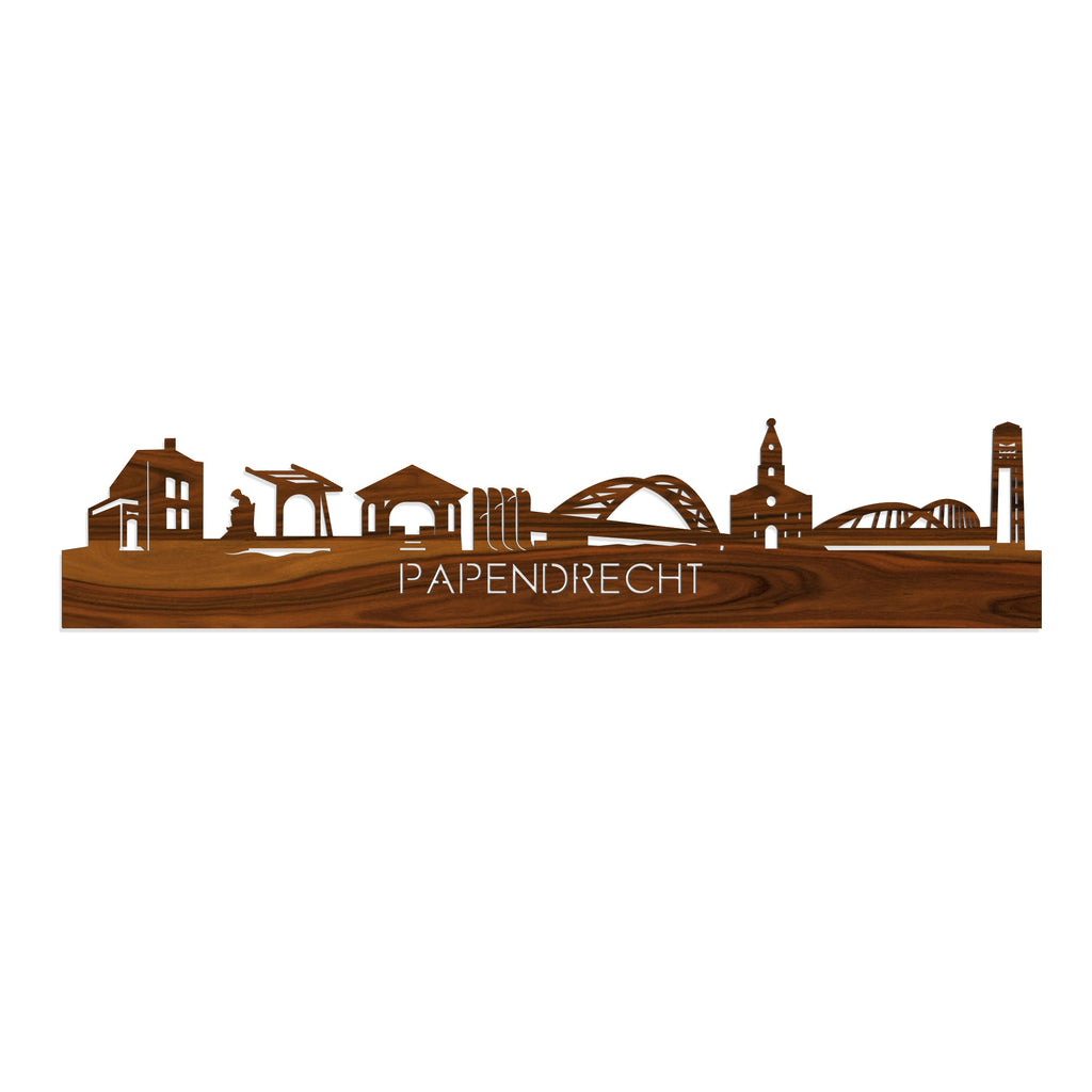 Skyline papendrecht Palissander houten cadeau decoratie relatiegeschenk van WoodWideCities