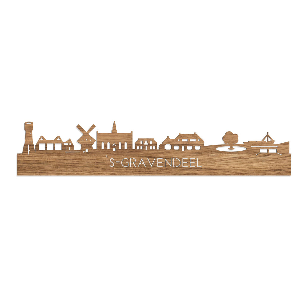 Skyline 's-Gravendeel Eiken houten cadeau decoratie relatiegeschenk van WoodWideCities