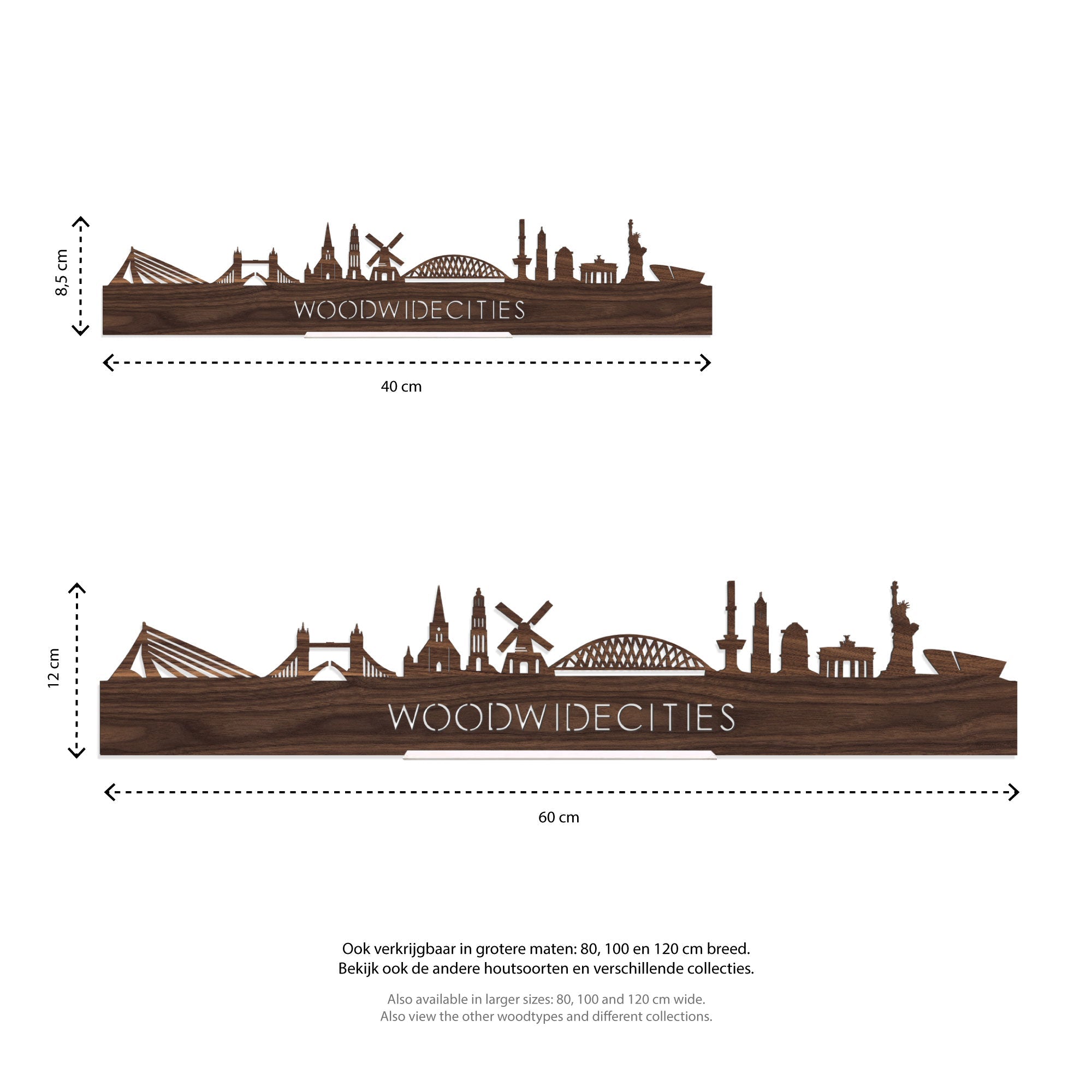 Standing Skyline Aalsmeer Noten houten cadeau decoratie relatiegeschenk van WoodWideCities