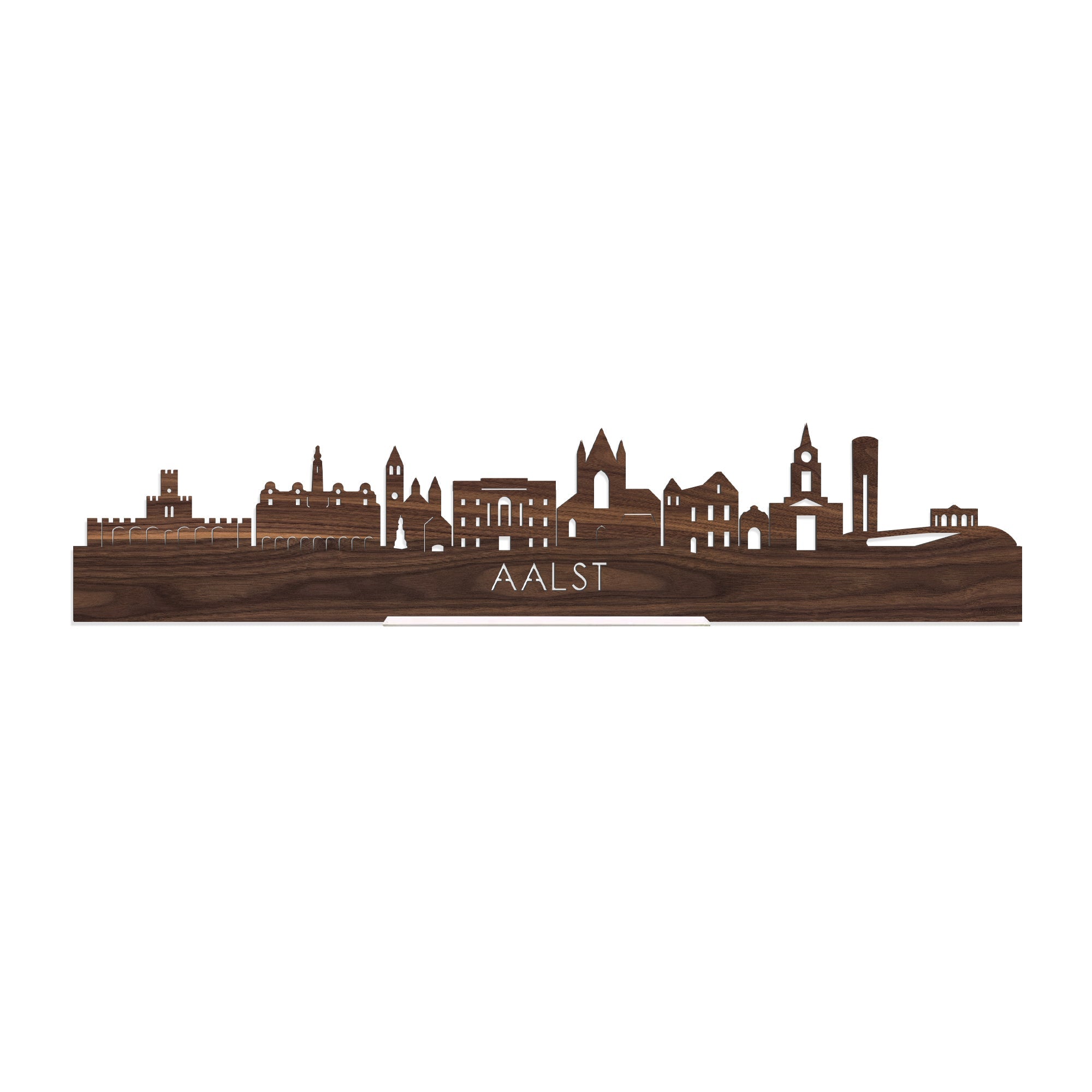 Standing Skyline Aalst Noten houten cadeau decoratie relatiegeschenk van WoodWideCities