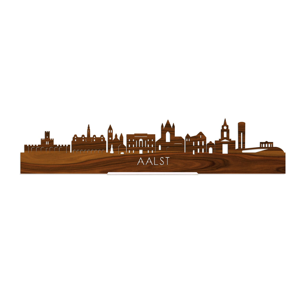 Standing Skyline Aalst Palissander houten cadeau decoratie relatiegeschenk van WoodWideCities