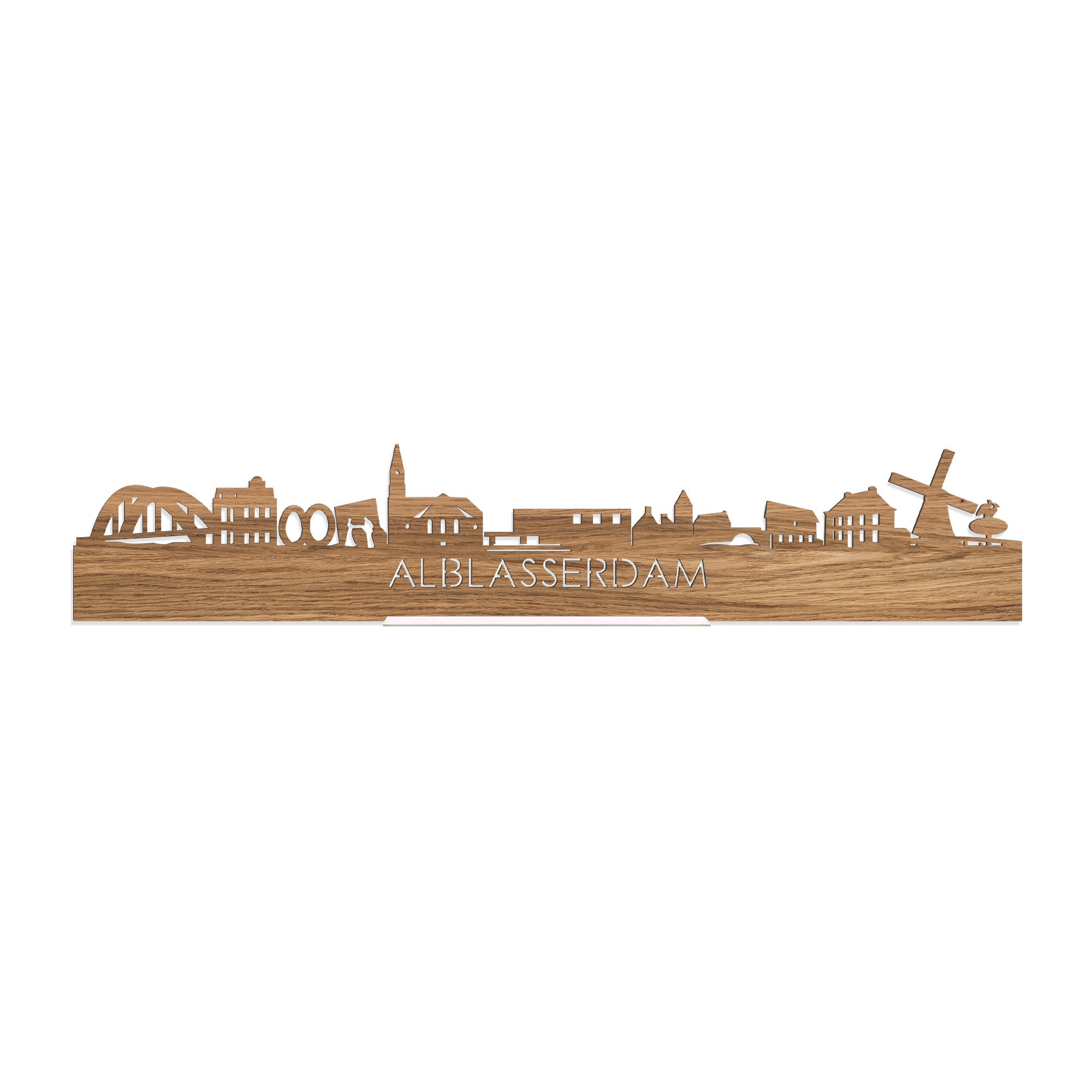 Standing Skyline Alblasserdam Eiken houten cadeau decoratie relatiegeschenk van WoodWideCities