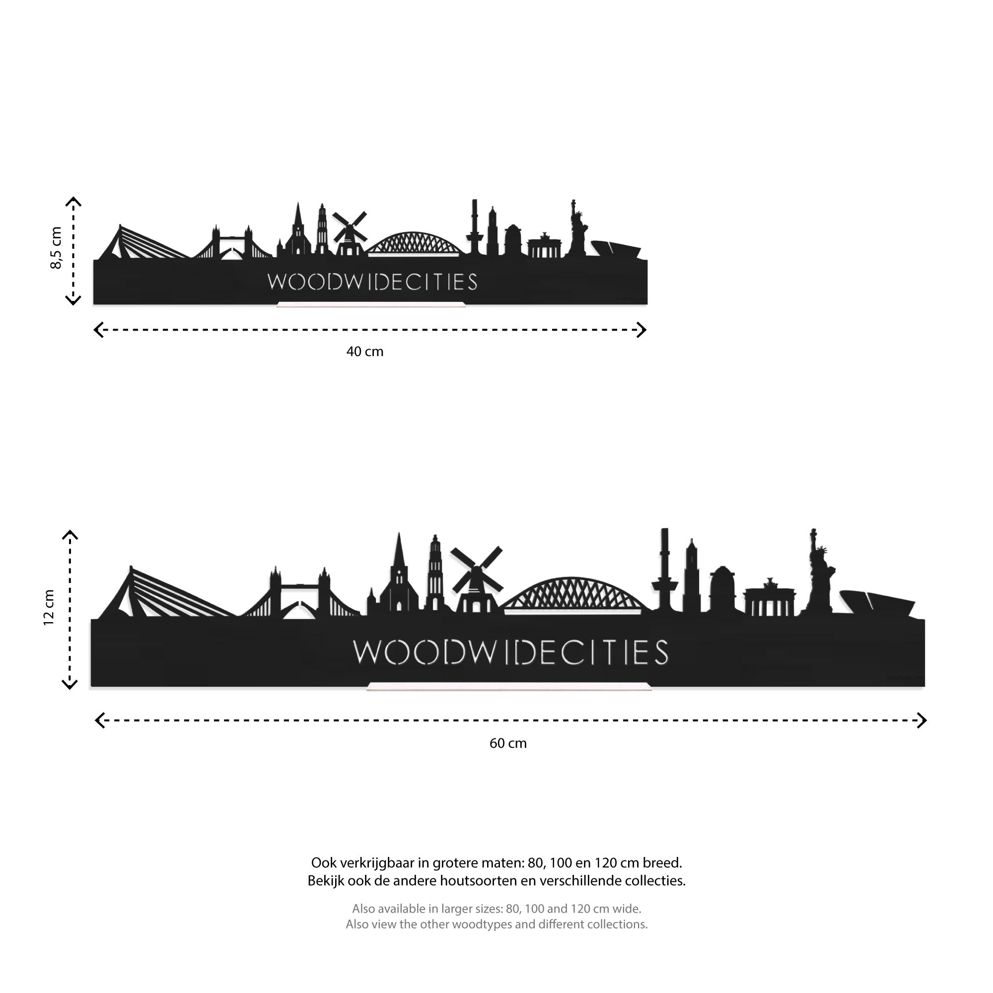 Standing Skyline Alphen aan den Rijn Zwart houten cadeau decoratie relatiegeschenk van WoodWideCities