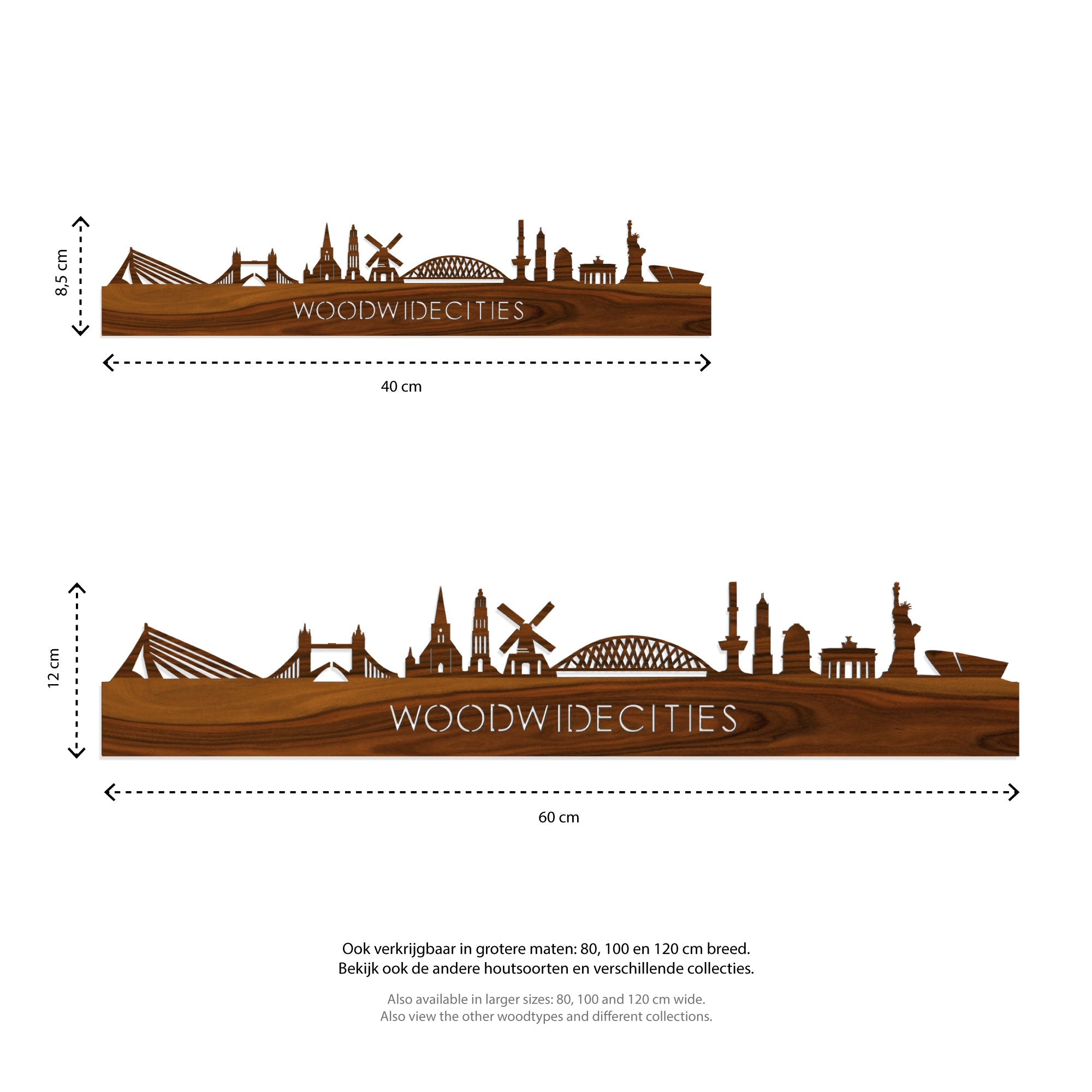 Standing Skyline Alphen aan den Rijn Palissander houten cadeau decoratie relatiegeschenk van WoodWideCities