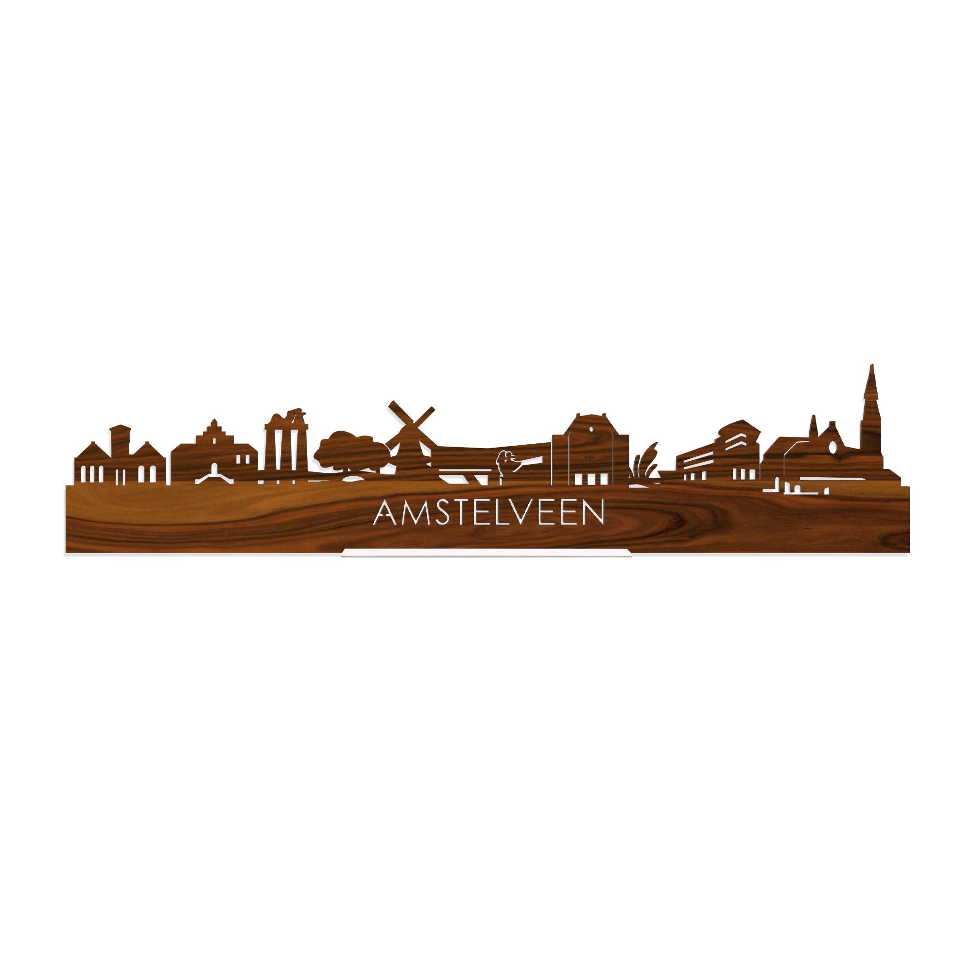 Standing Skyline Amstelveen Palissander houten cadeau decoratie relatiegeschenk van WoodWideCities