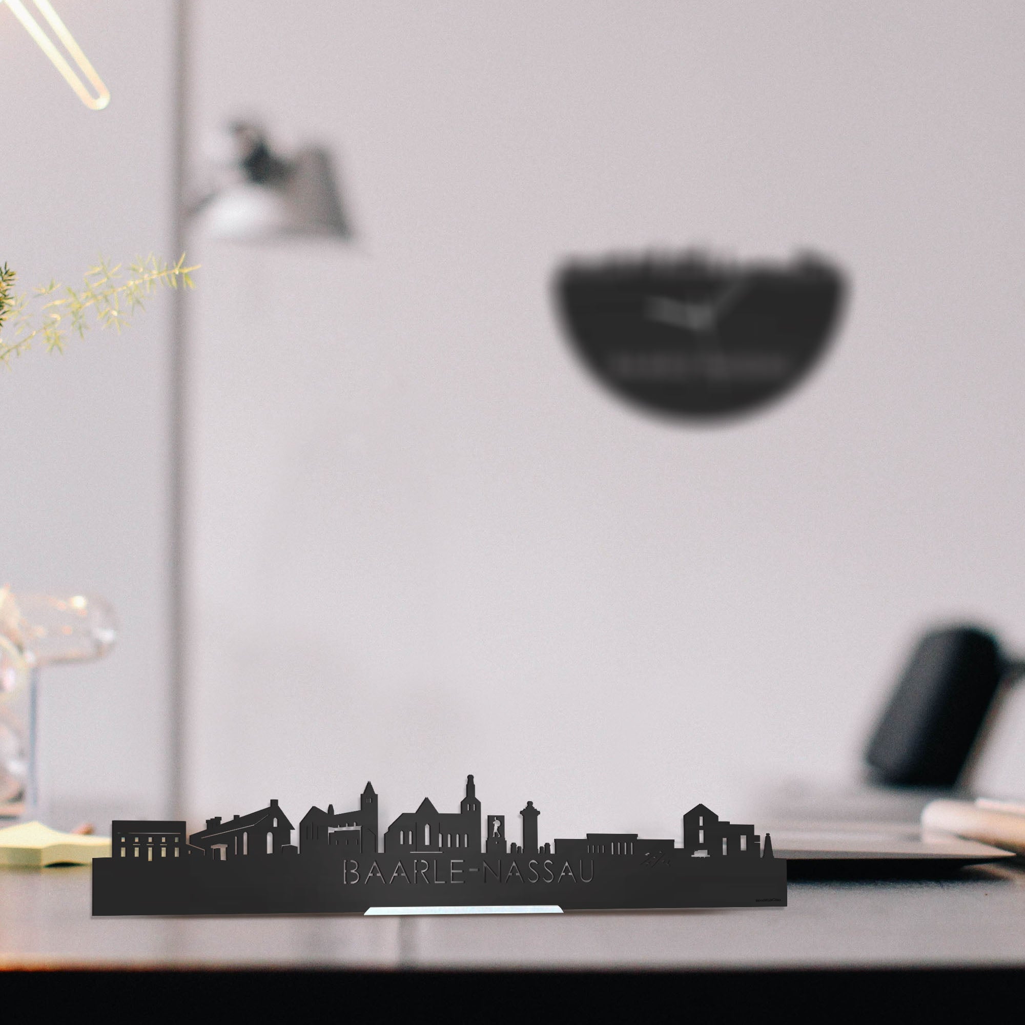 Standing Skyline Baarle-Nassau Zwart houten cadeau decoratie relatiegeschenk van WoodWideCities