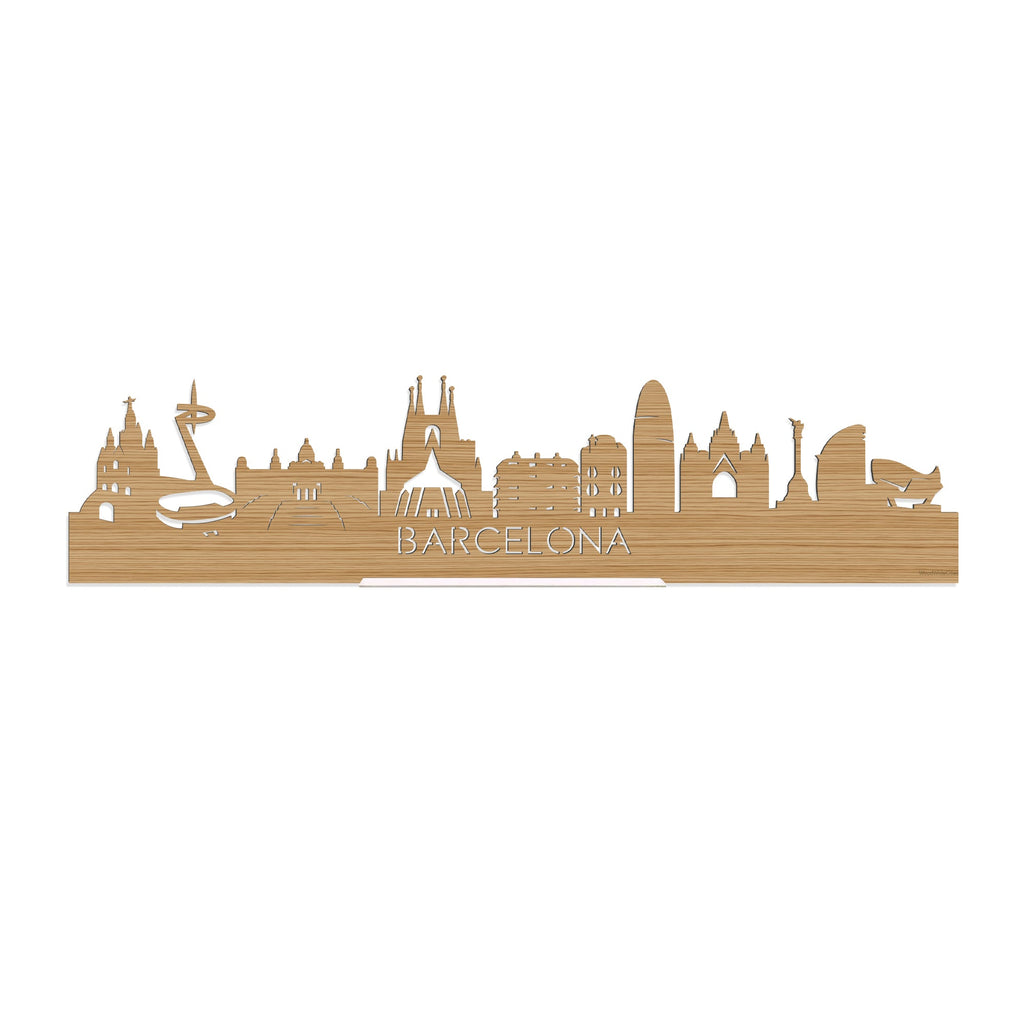 Standing Skyline Barcelona Bamboe houten cadeau decoratie relatiegeschenk van WoodWideCities