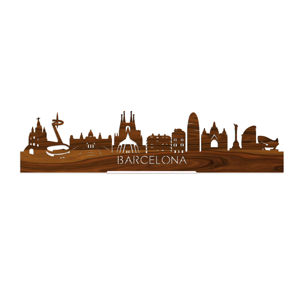 Standing Skyline Barcelona Palissander houten cadeau decoratie relatiegeschenk van WoodWideCities