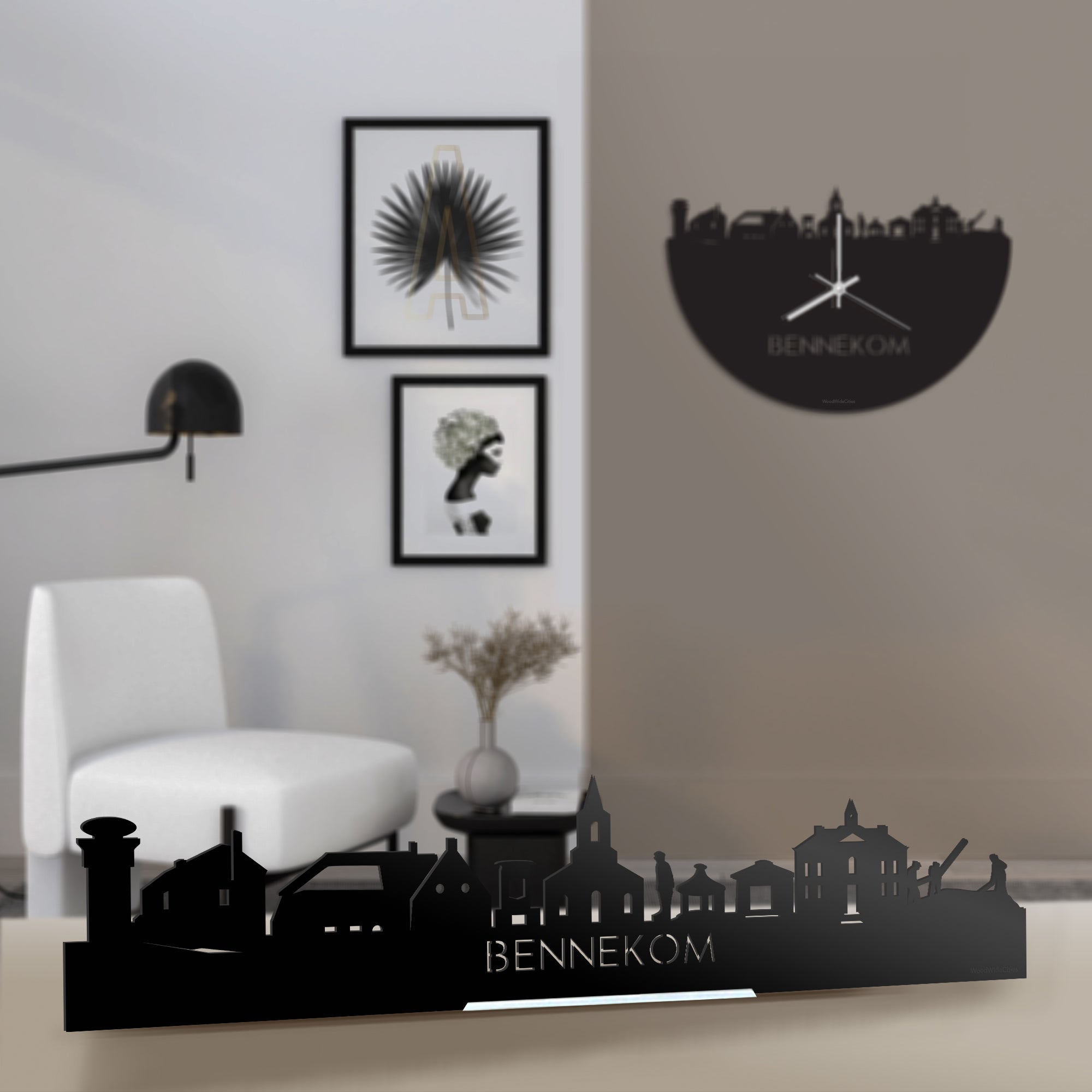 Standing Skyline Bennekom Zwart glanzend gerecycled kunststof cadeau decoratie relatiegeschenk van WoodWideCities