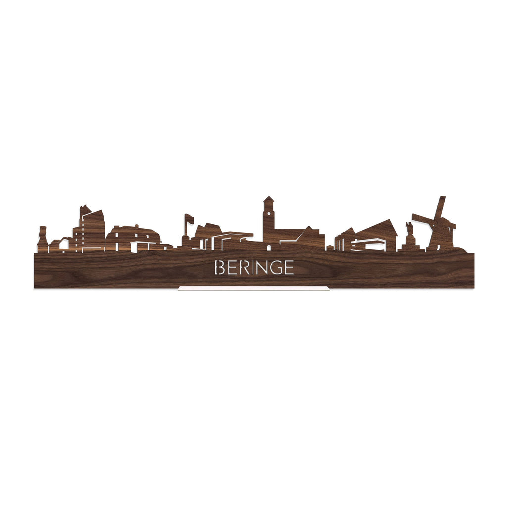 Standing Skyline Beringe Noten houten cadeau decoratie relatiegeschenk van WoodWideCities