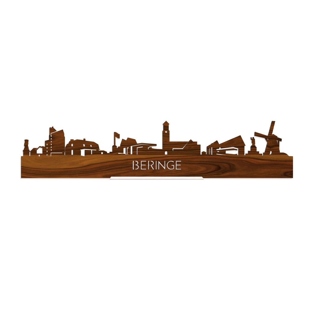 Standing Skyline Beringe Palissander houten cadeau decoratie relatiegeschenk van WoodWideCities