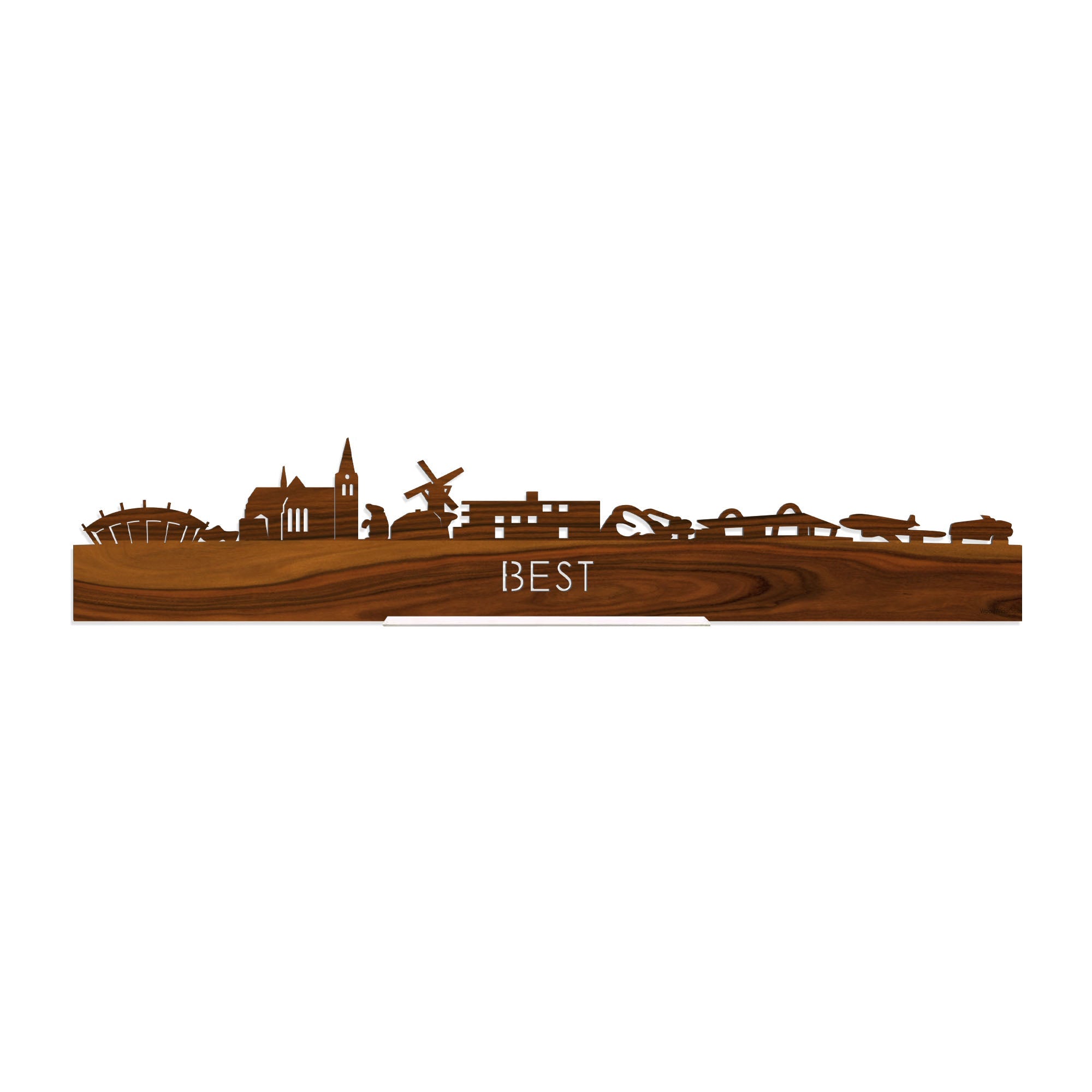 Standing Skyline Best Palissander houten cadeau decoratie relatiegeschenk van WoodWideCities