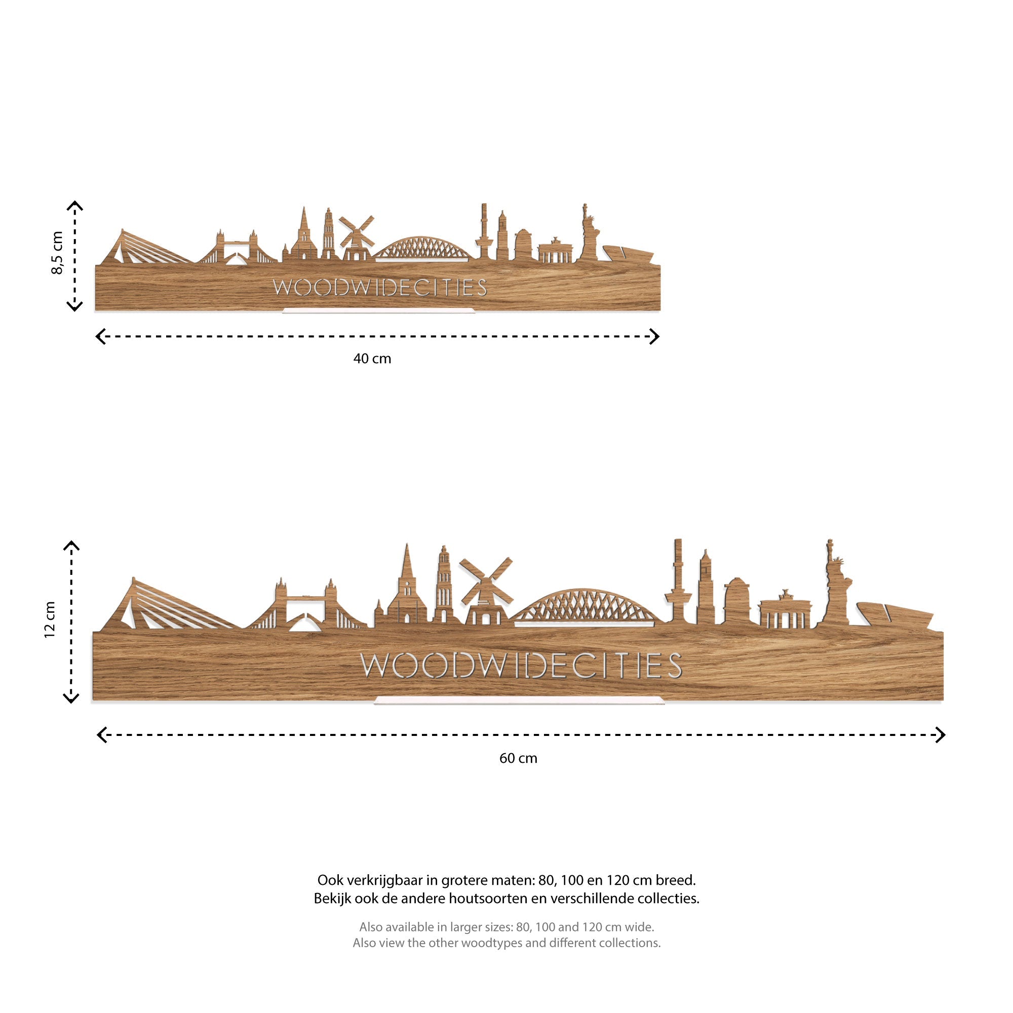 Standing Skyline Bologna Eiken houten cadeau decoratie relatiegeschenk van WoodWideCities