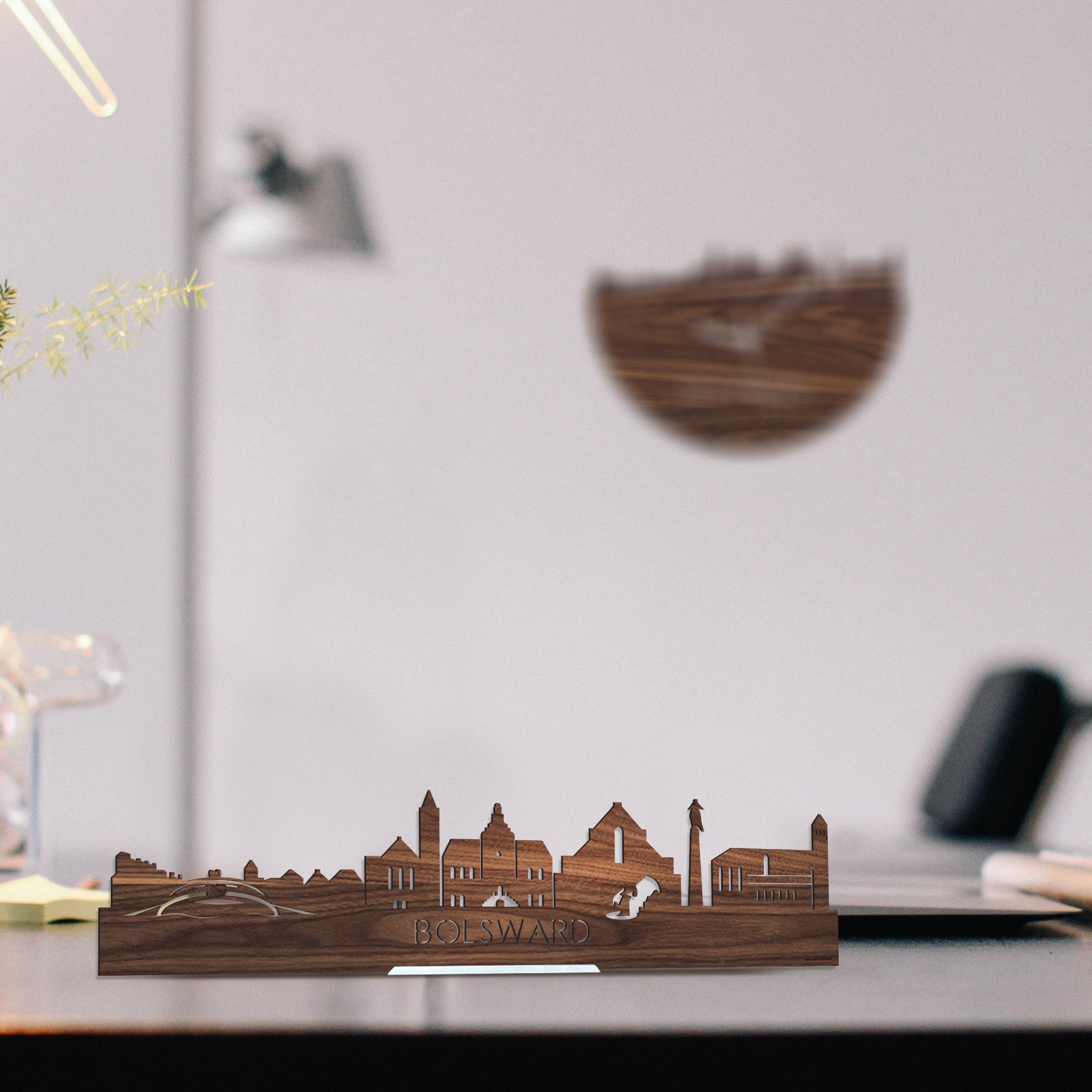 Standing Skyline Bolsward Noten houten cadeau decoratie relatiegeschenk van WoodWideCities