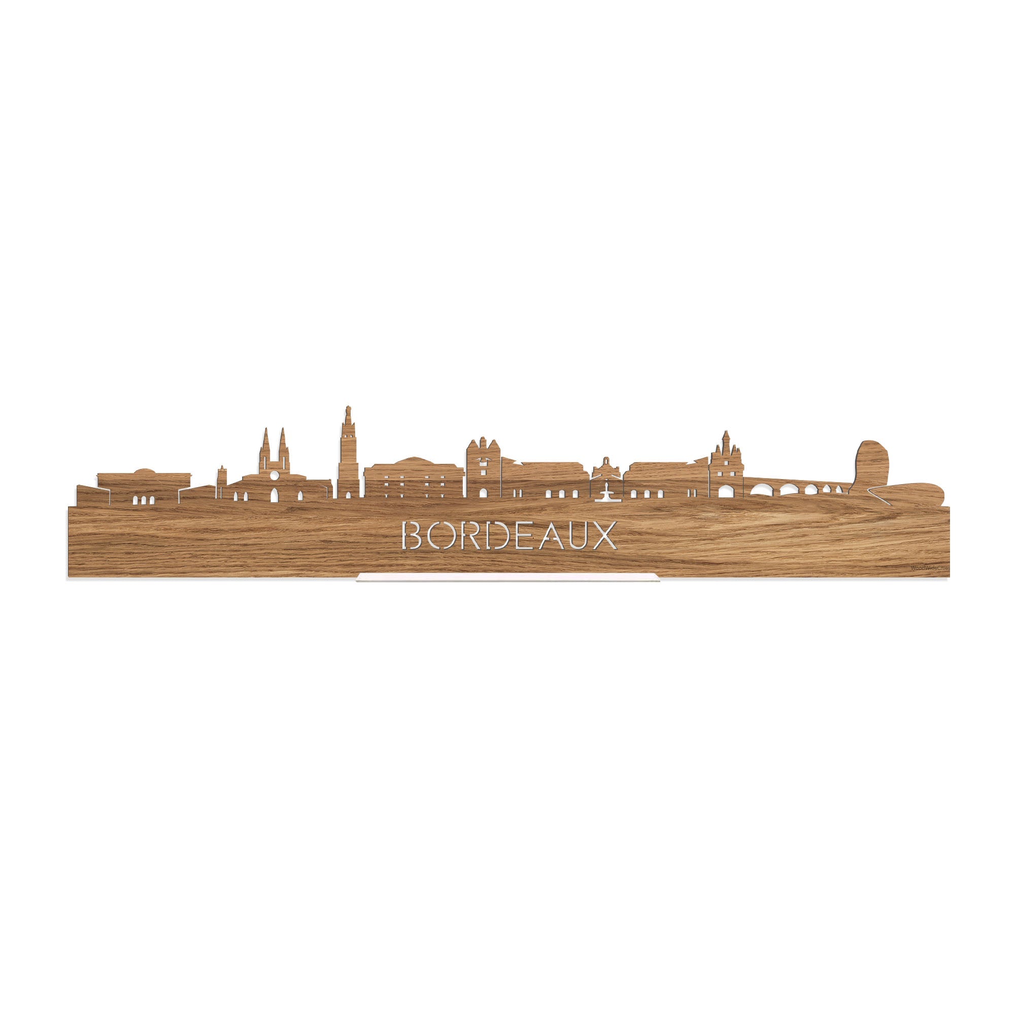 Standing Skyline Bordeaux Eiken houten cadeau decoratie relatiegeschenk van WoodWideCities