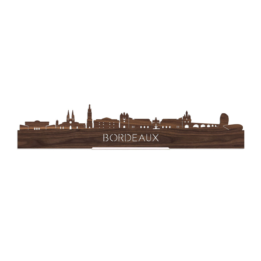 Standing Skyline Bordeaux Noten houten cadeau decoratie relatiegeschenk van WoodWideCities