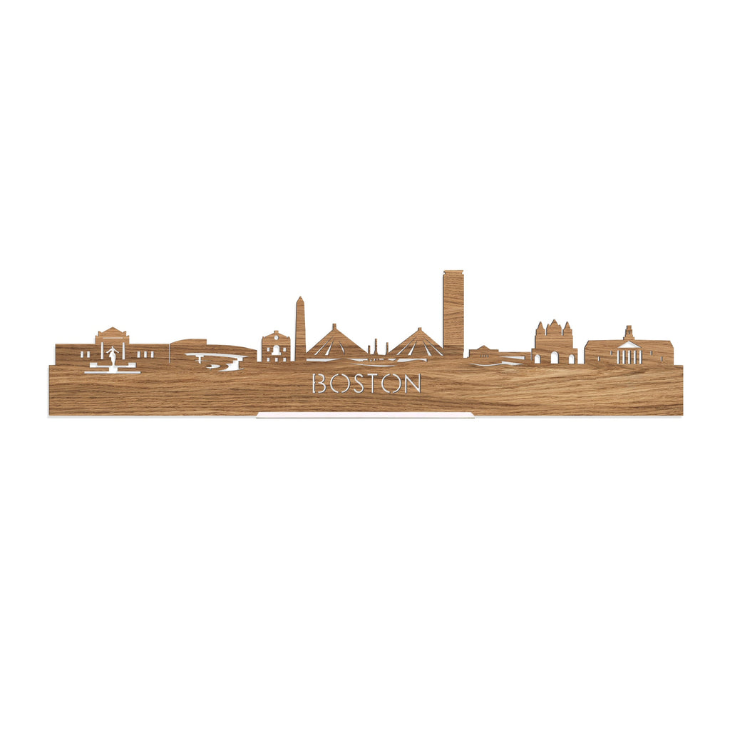 Standing Skyline Boston Eiken houten cadeau decoratie relatiegeschenk van WoodWideCities