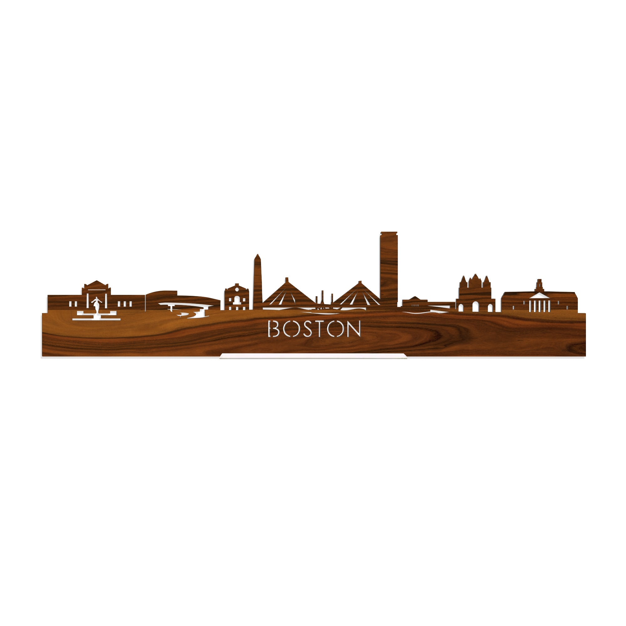 Standing Skyline Boston Palissander houten cadeau decoratie relatiegeschenk van WoodWideCities