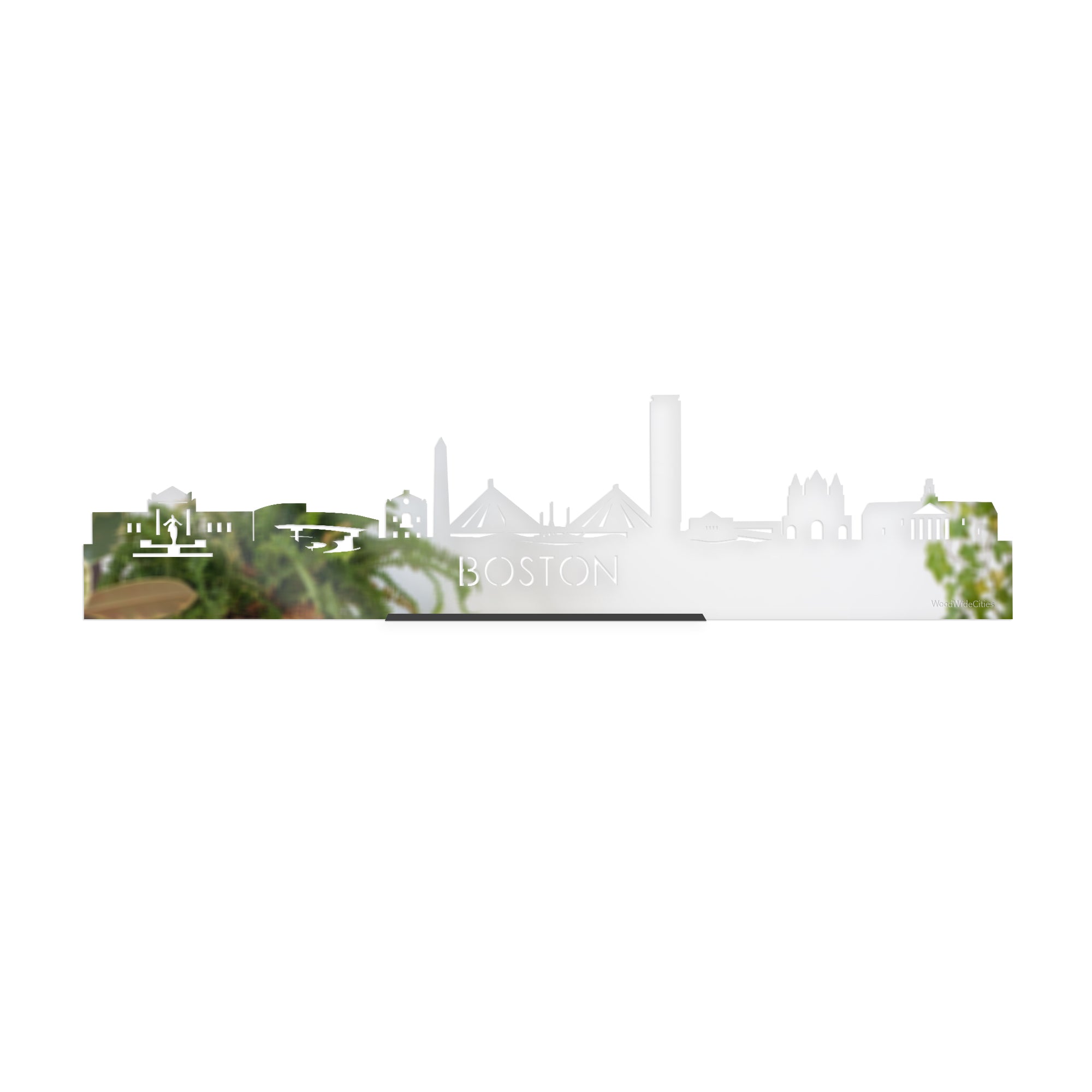 Standing Skyline Boston Spiegel 40 cm houten cadeau decoratie relatiegeschenk van WoodWideCities